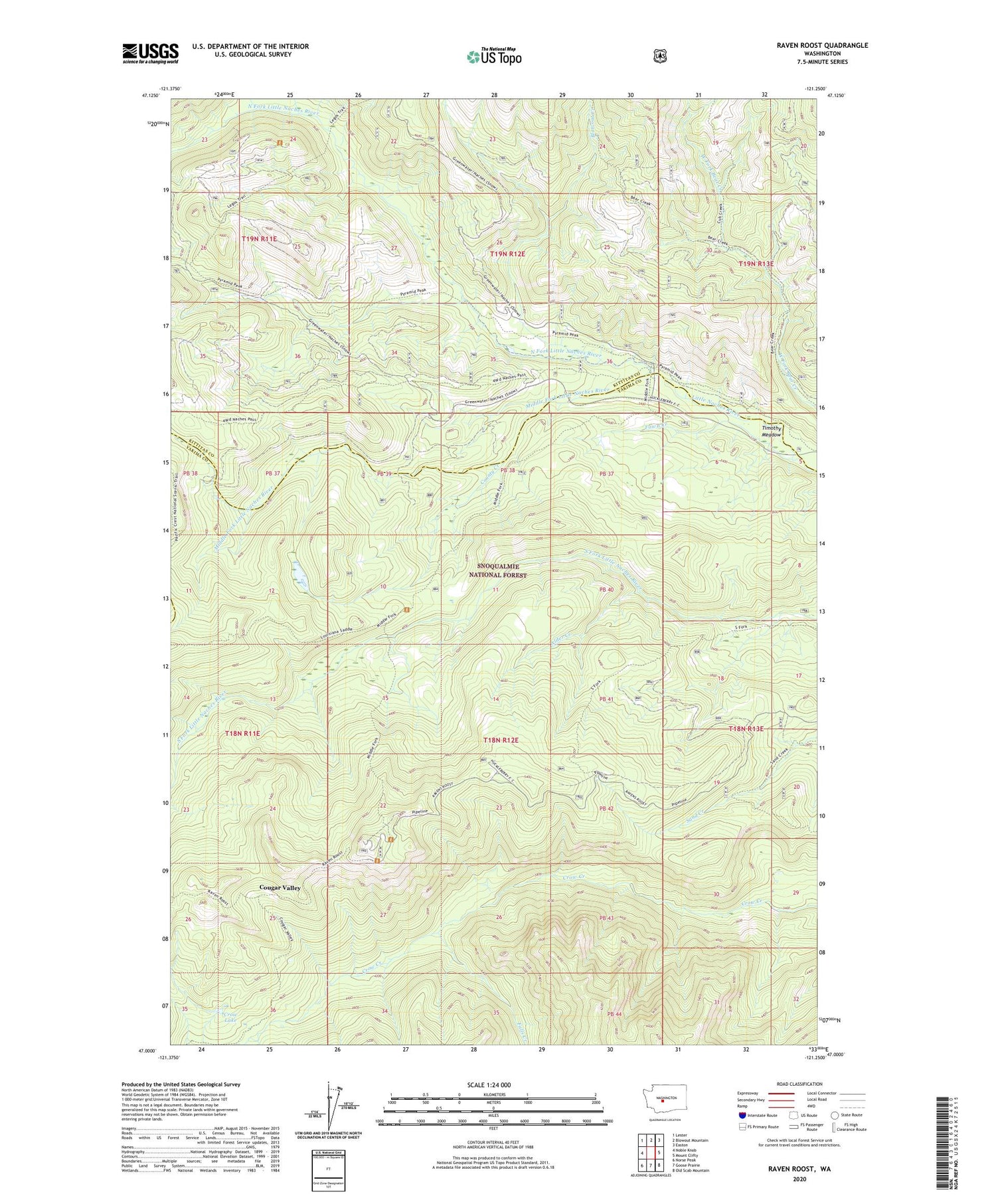 Raven Roost Washington US Topo Map Image
