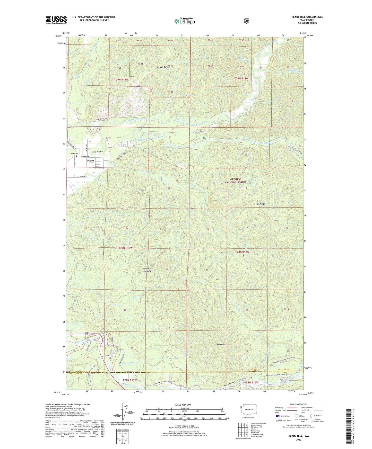 Reade Hill Washington US Topo Map Image