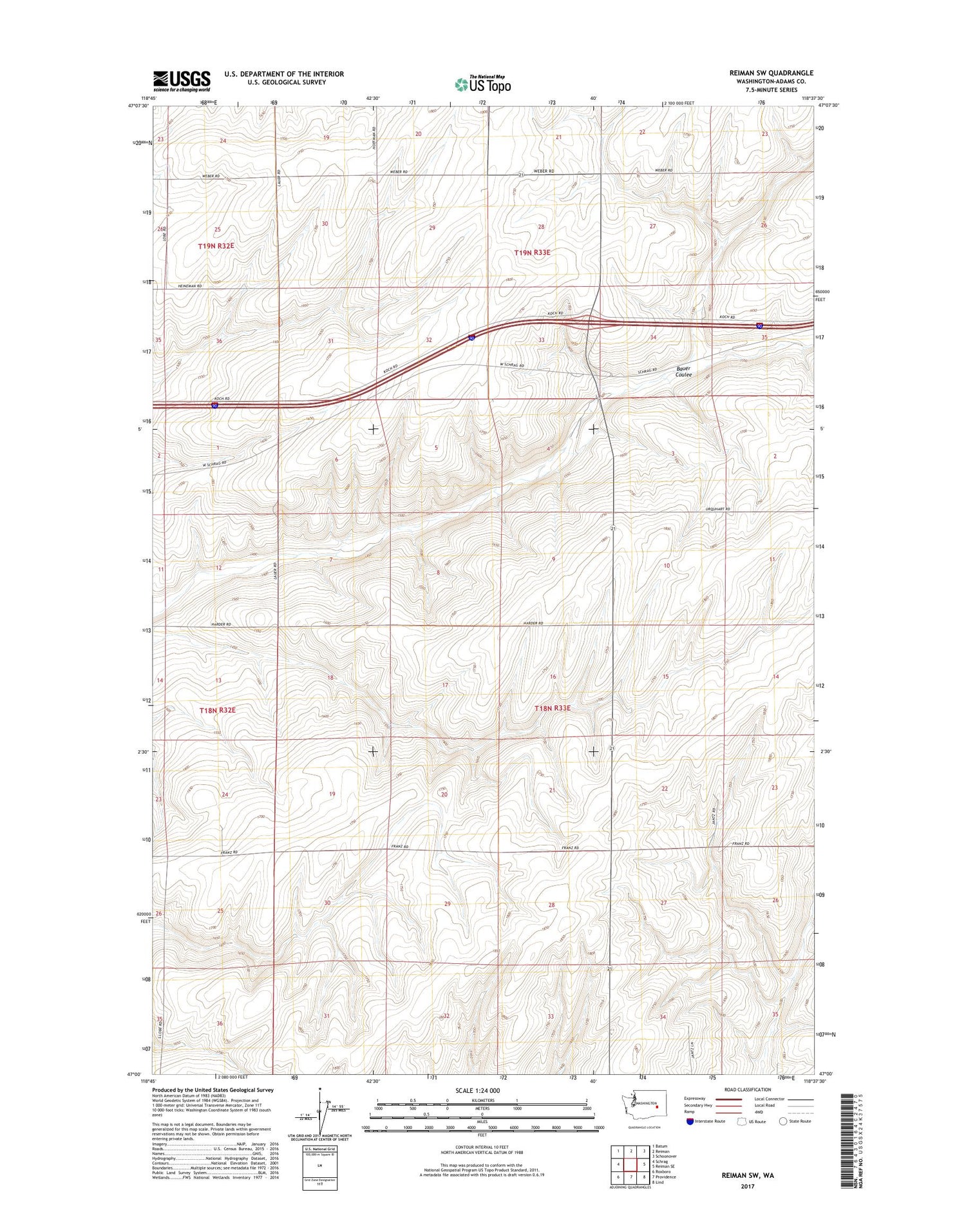 Reiman SW Washington US Topo Map Image