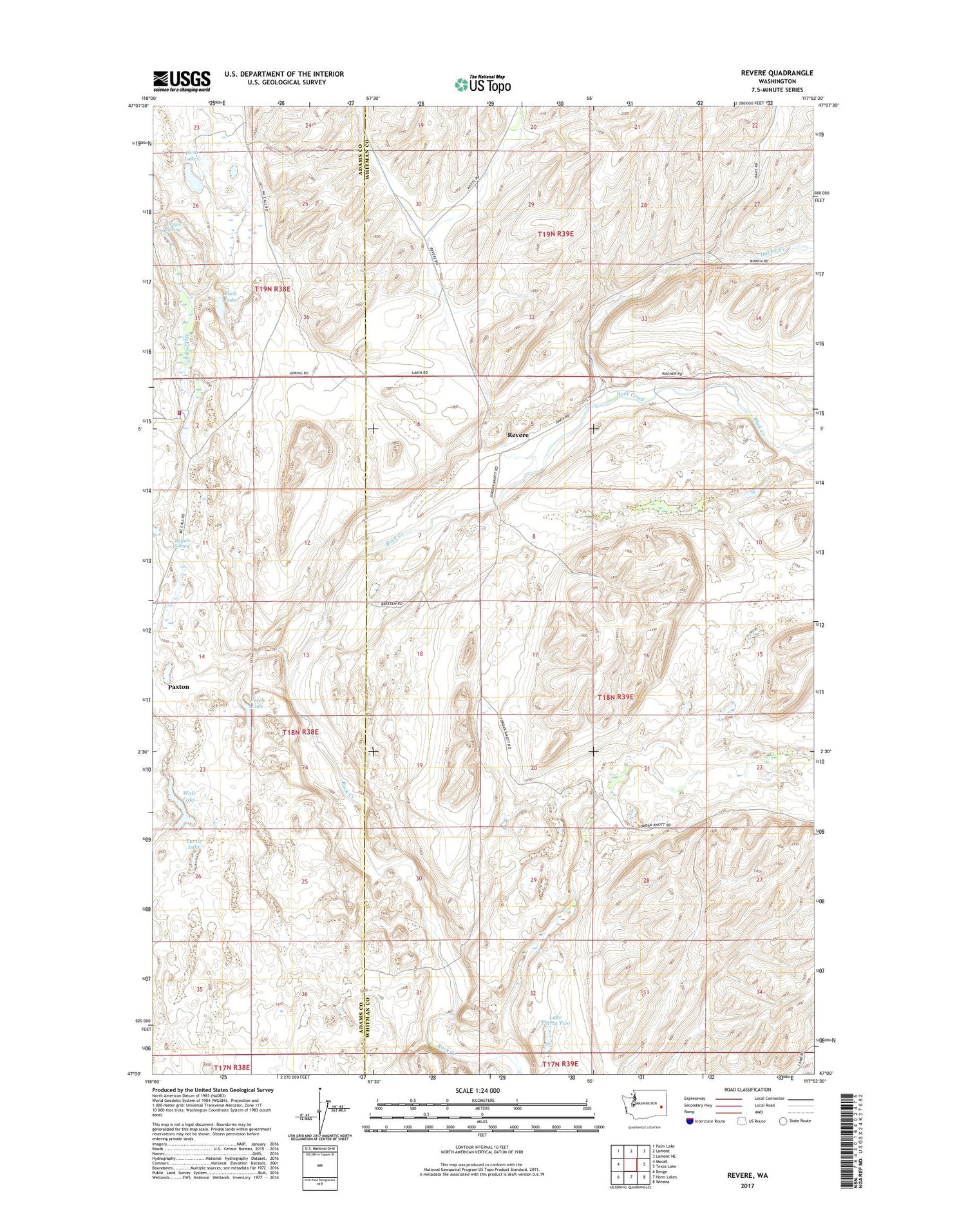 Revere Washington US Topo Map Image