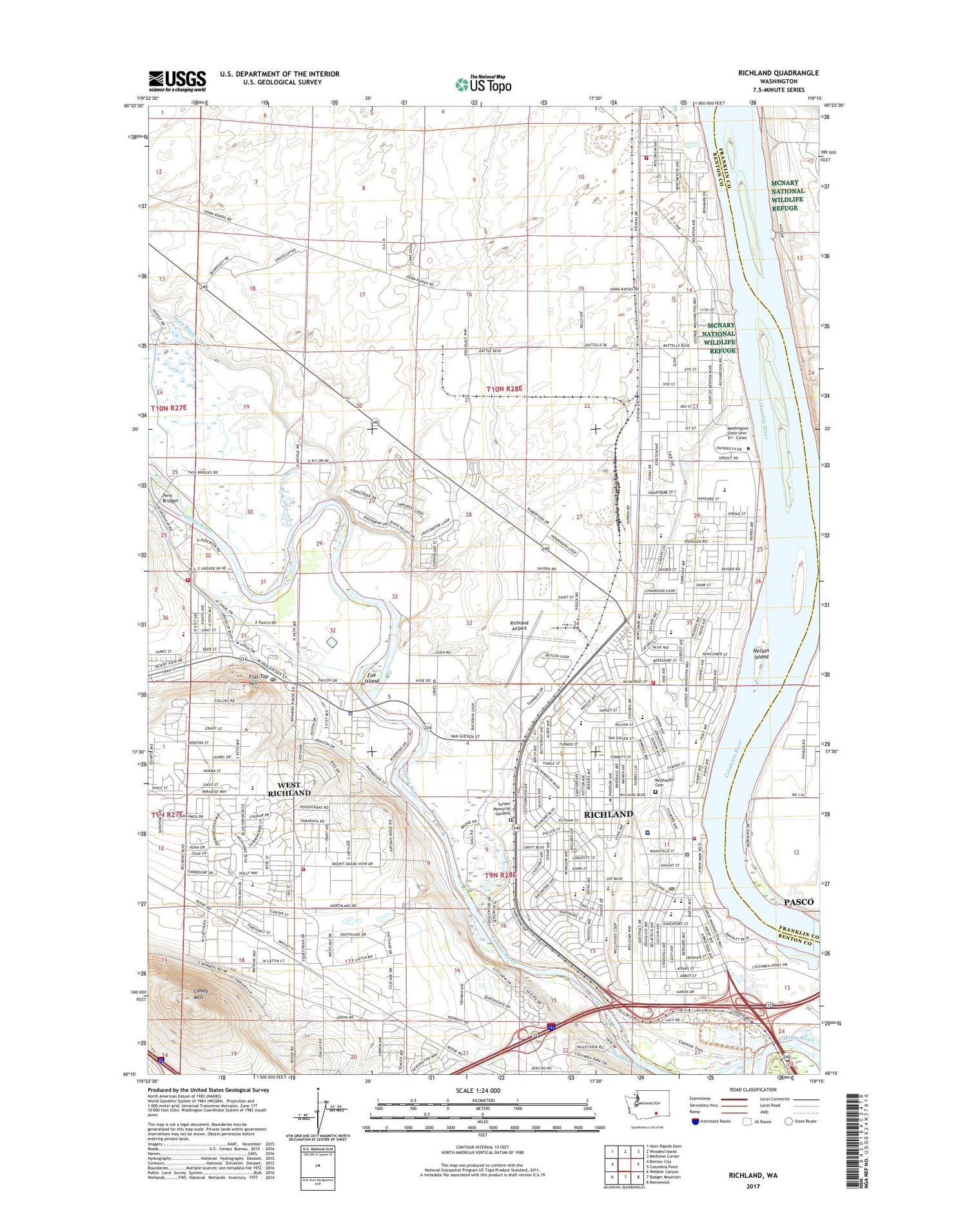 Richland Washington US Topo Map Image