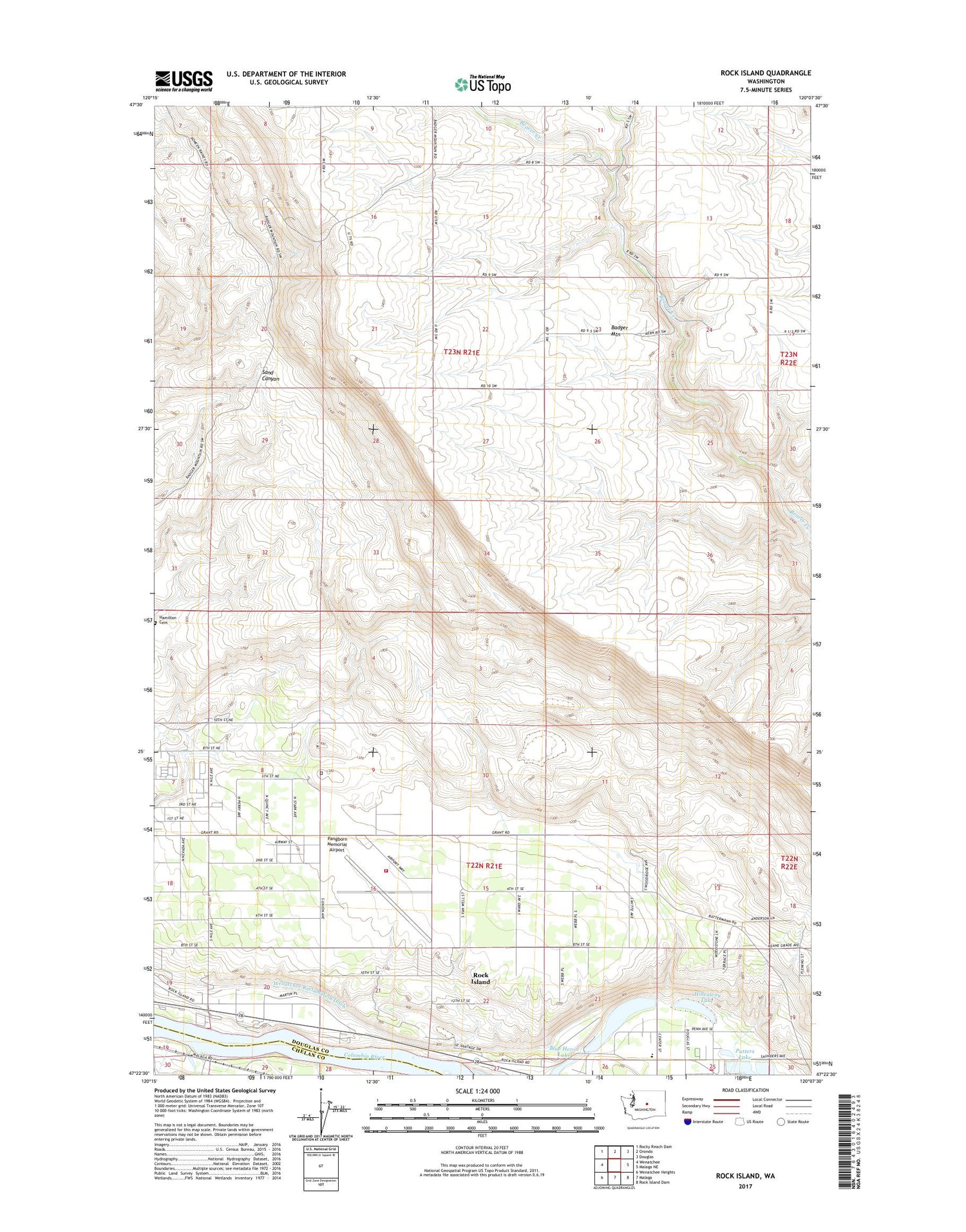 Rock Island Washington US Topo Map Image