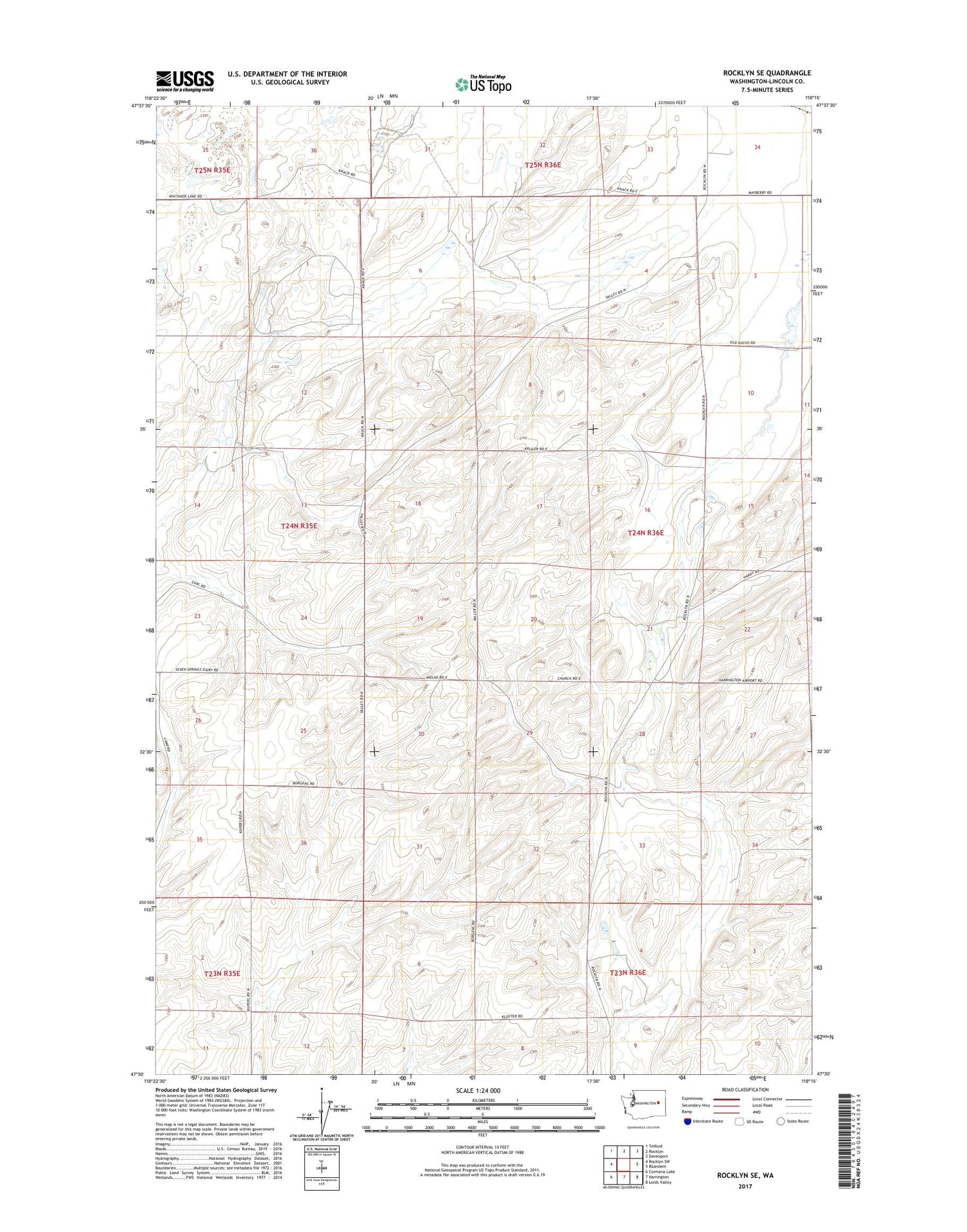 Rocklyn SE Washington US Topo Map Image