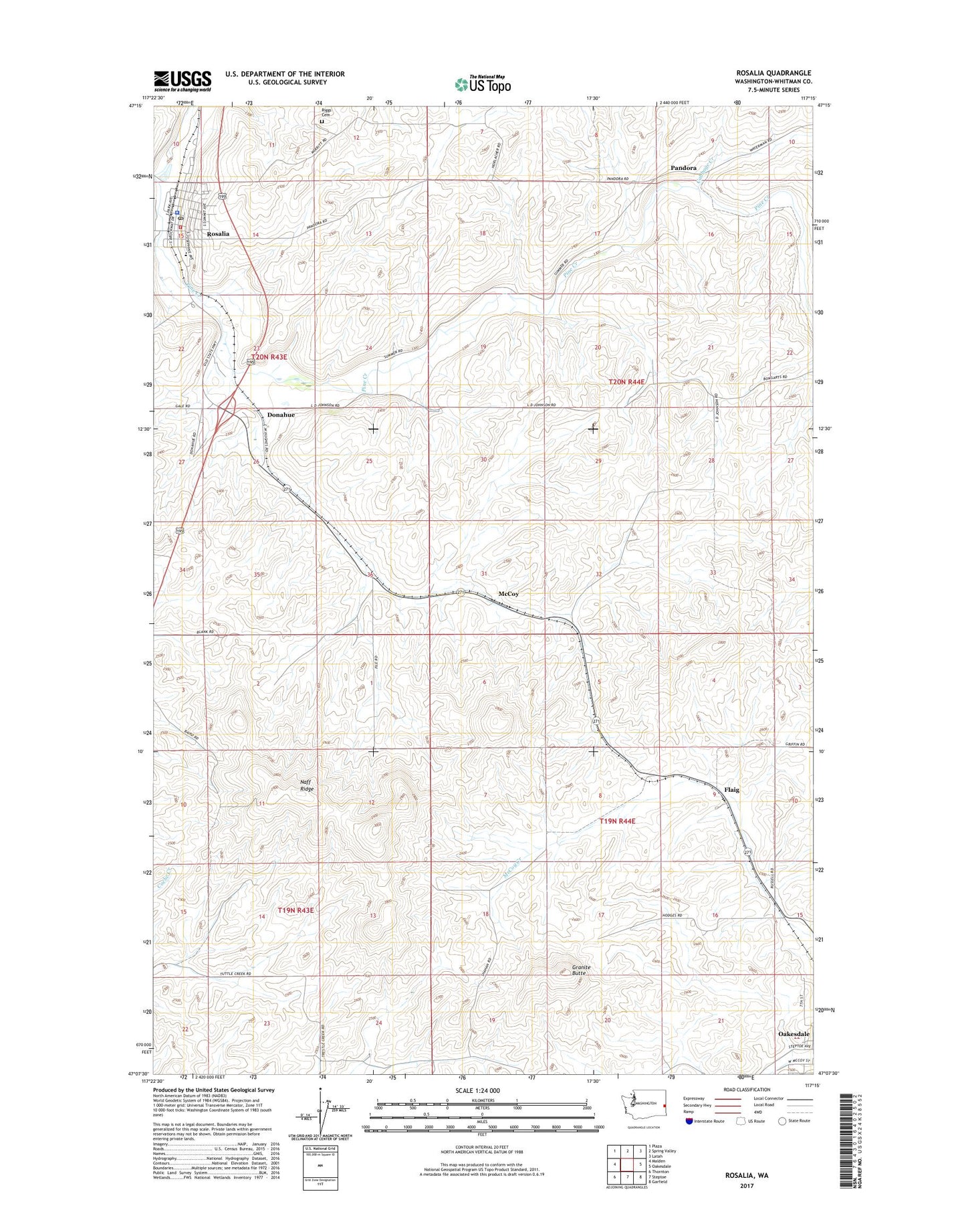 Rosalia Washington US Topo Map Image