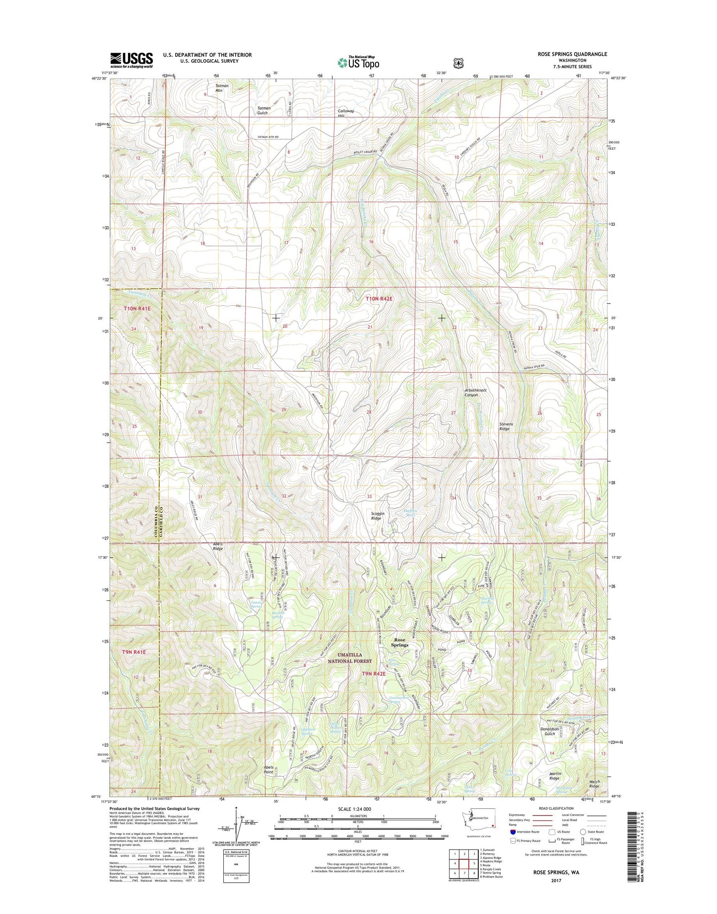 Rose Springs Washington US Topo Map Image