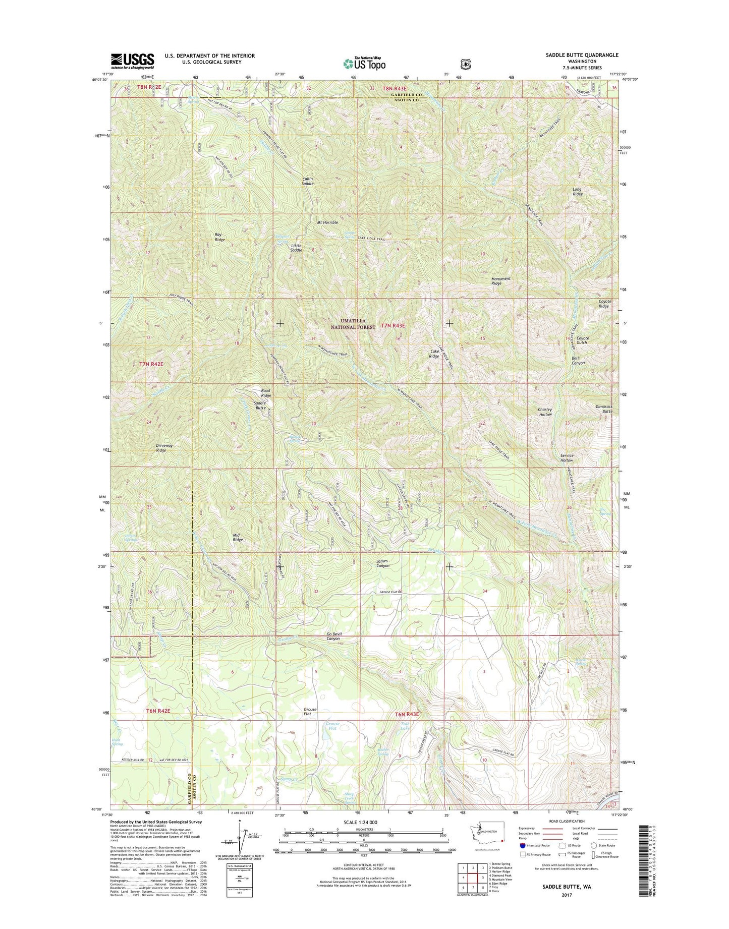 Saddle Butte Washington US Topo Map Image