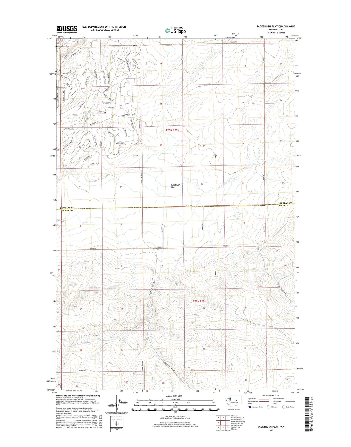 Sagebrush Flat Washington US Topo Map Image