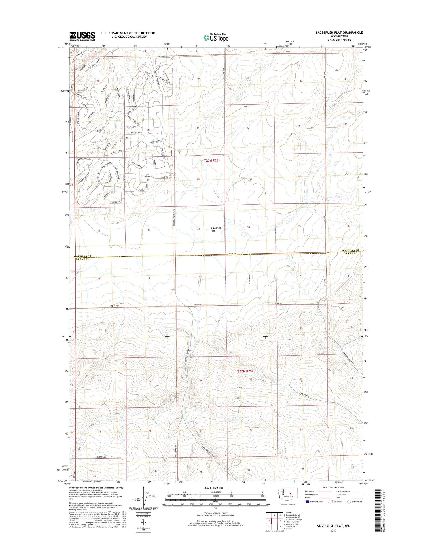 Sagebrush Flat Washington US Topo Map Image