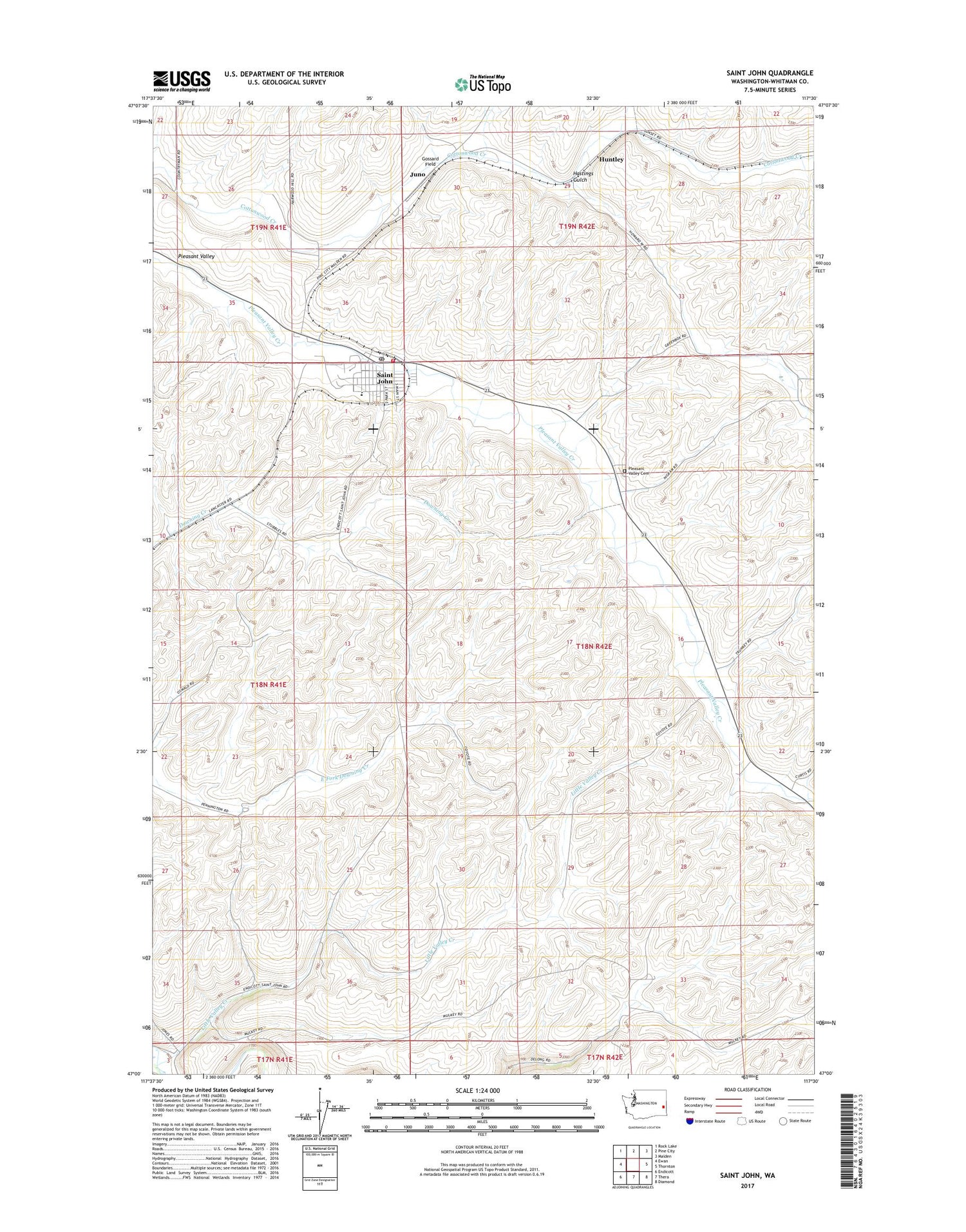 Saint John Washington US Topo Map Image