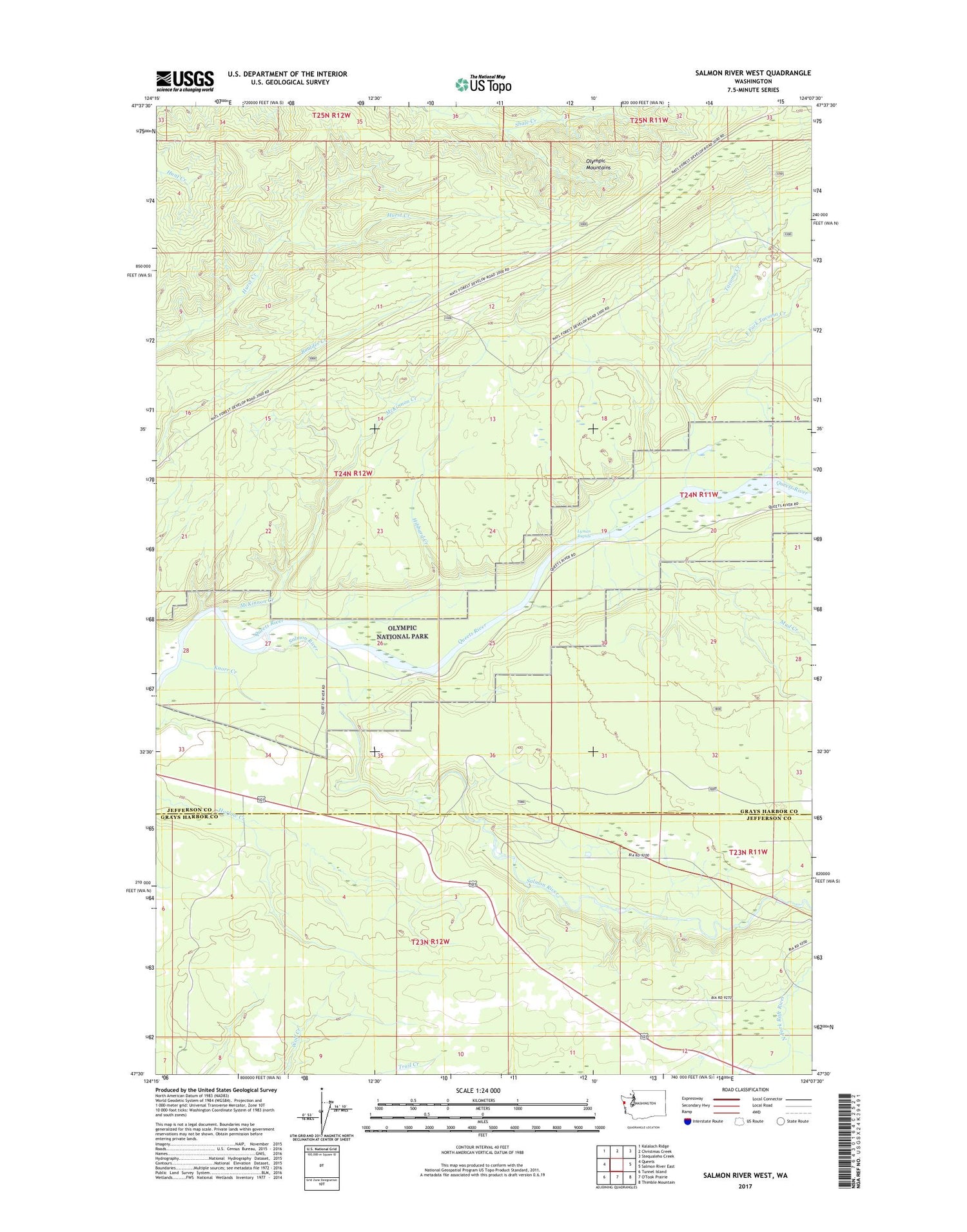 Salmon River West Washington US Topo Map Image