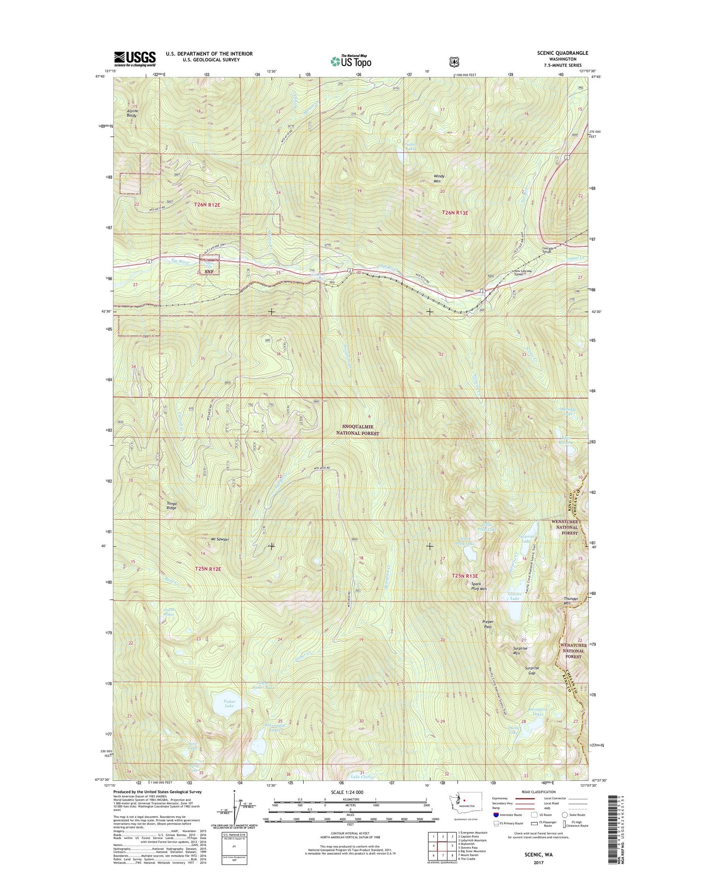 Scenic Washington US Topo Map Image