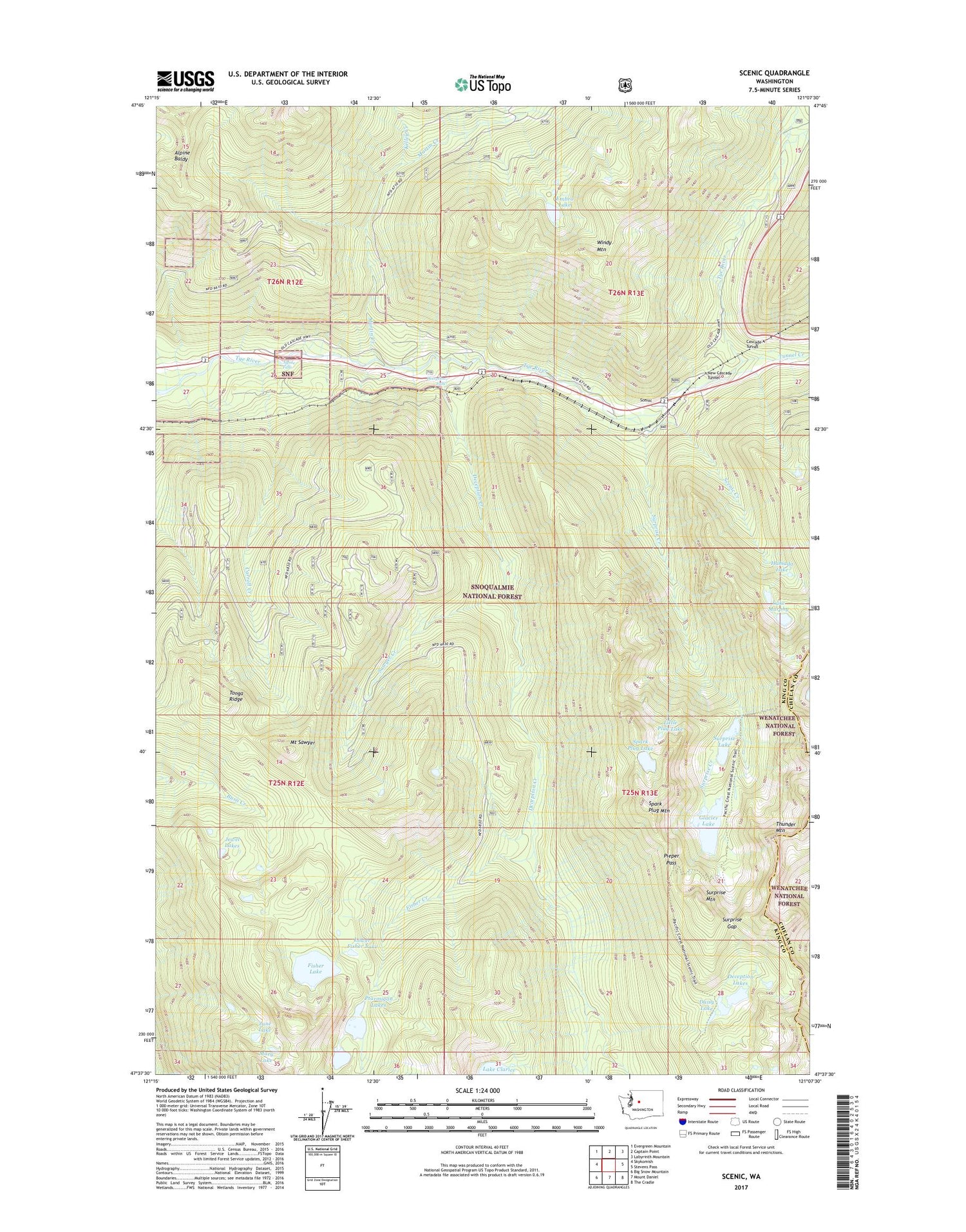 Scenic Washington US Topo Map Image
