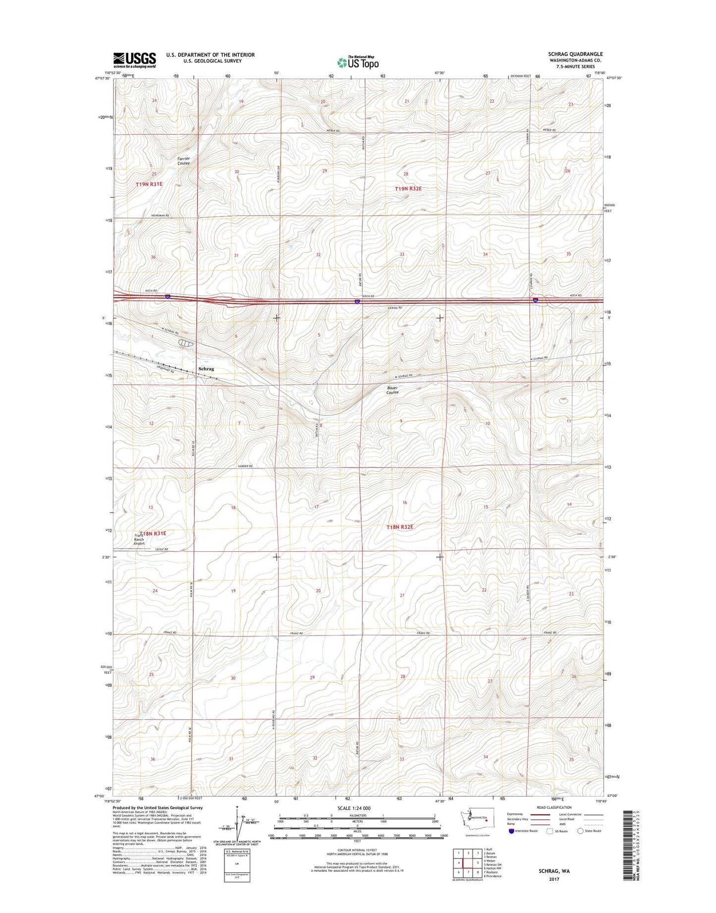 Schrag Washington US Topo Map Image