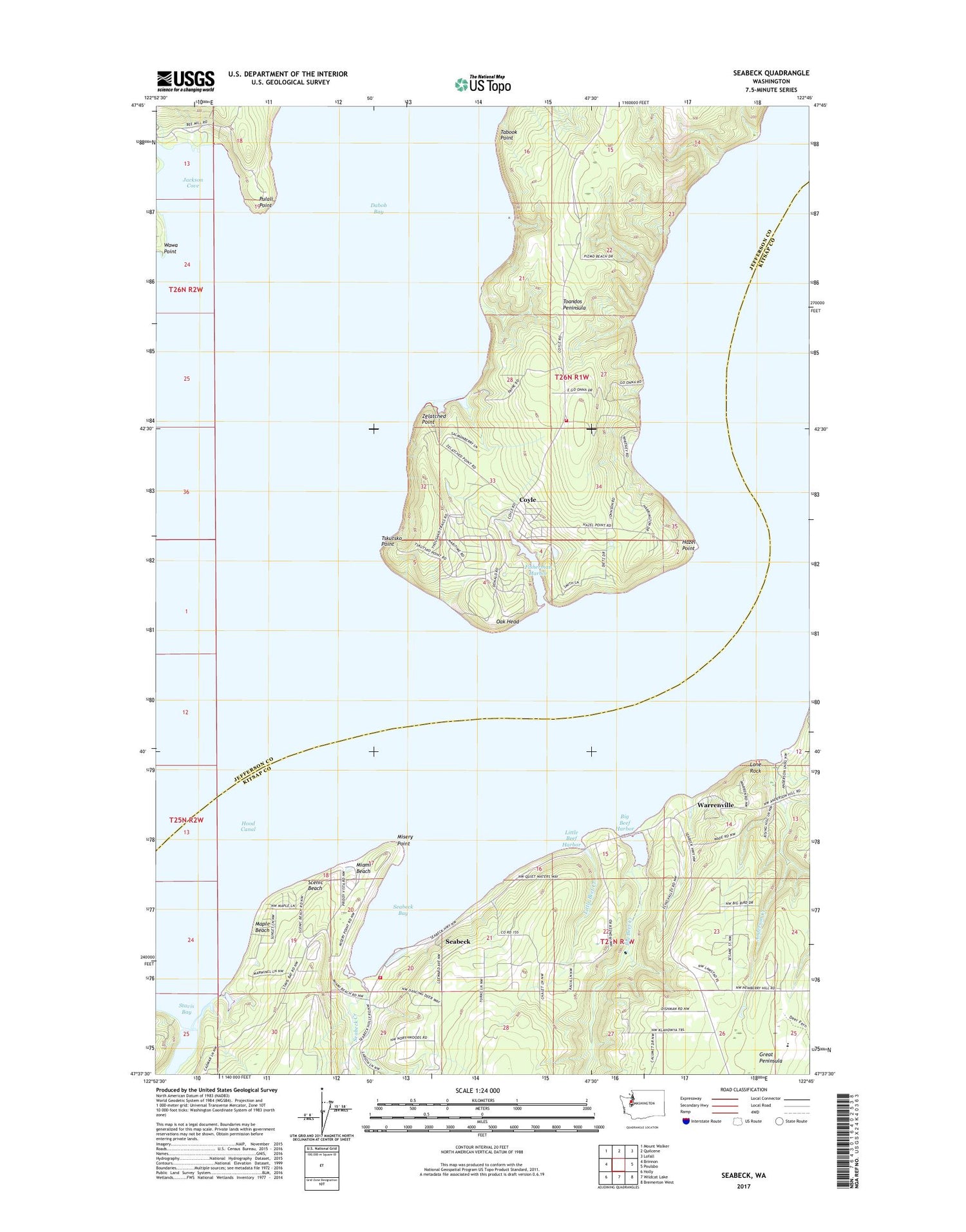 Seabeck Washington US Topo Map Image
