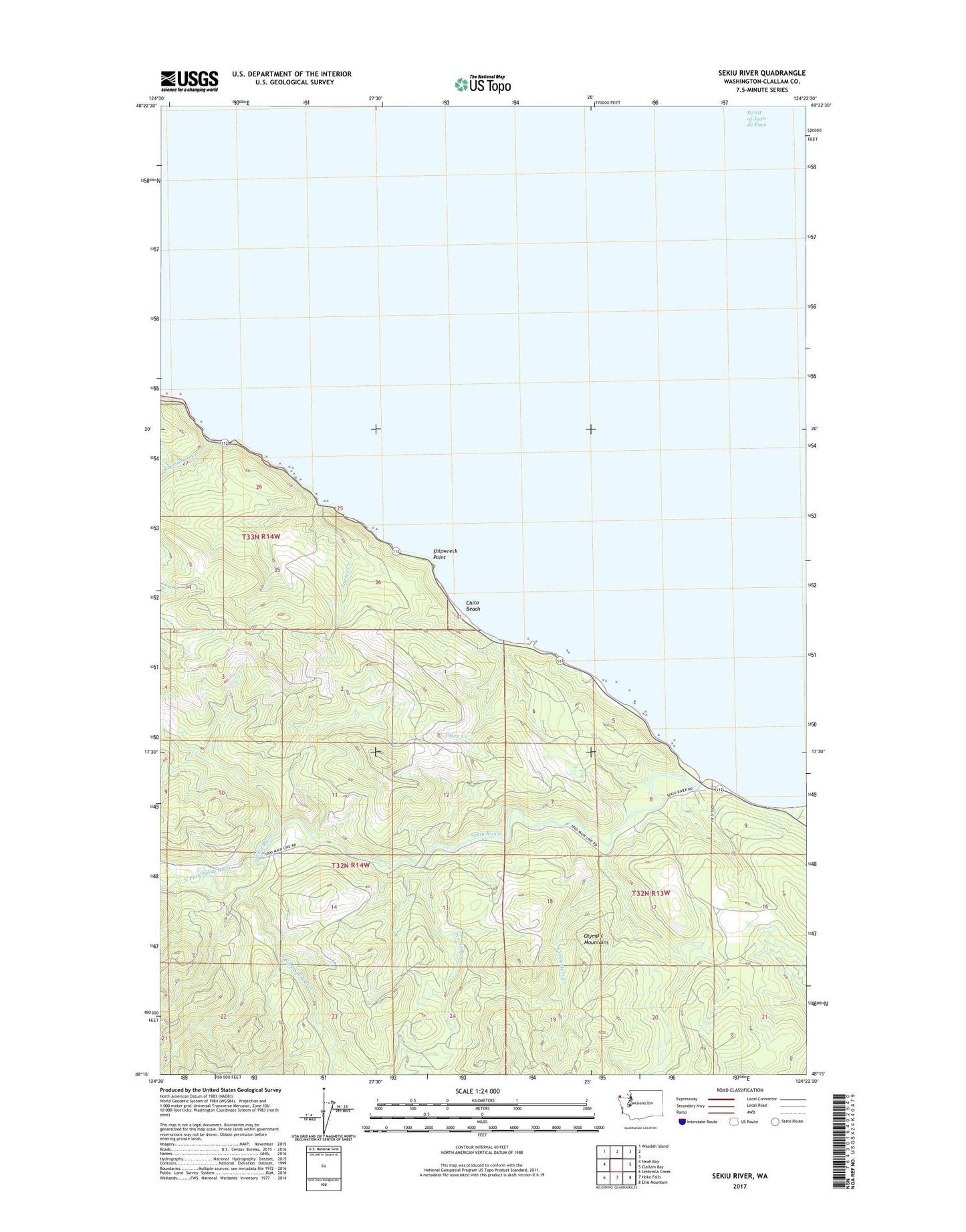 Sekiu River Washington US Topo Map Image