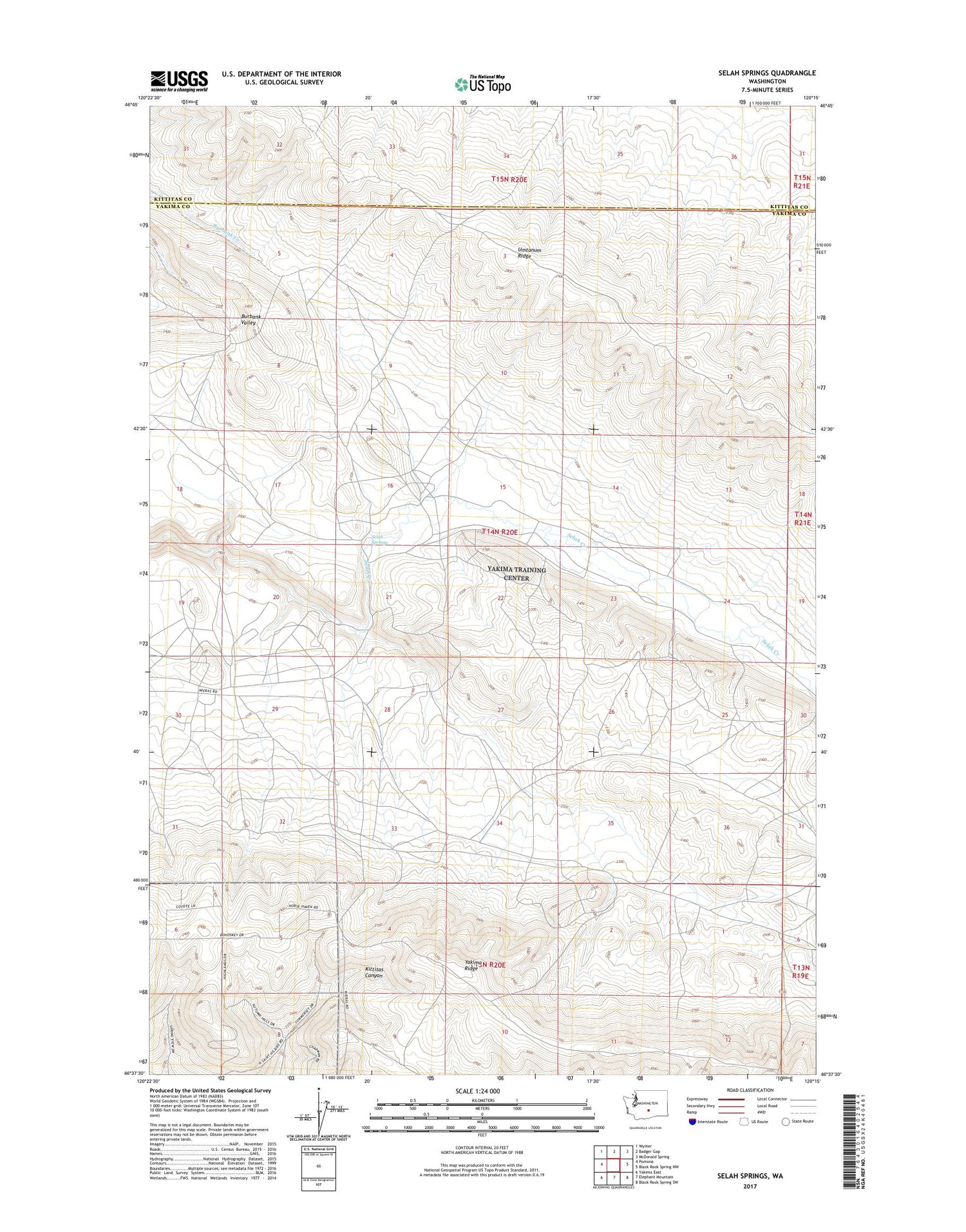 Selah Springs Washington US Topo Map Image