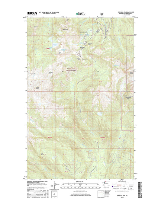 Shuksan Arm Washington US Topo Map Image