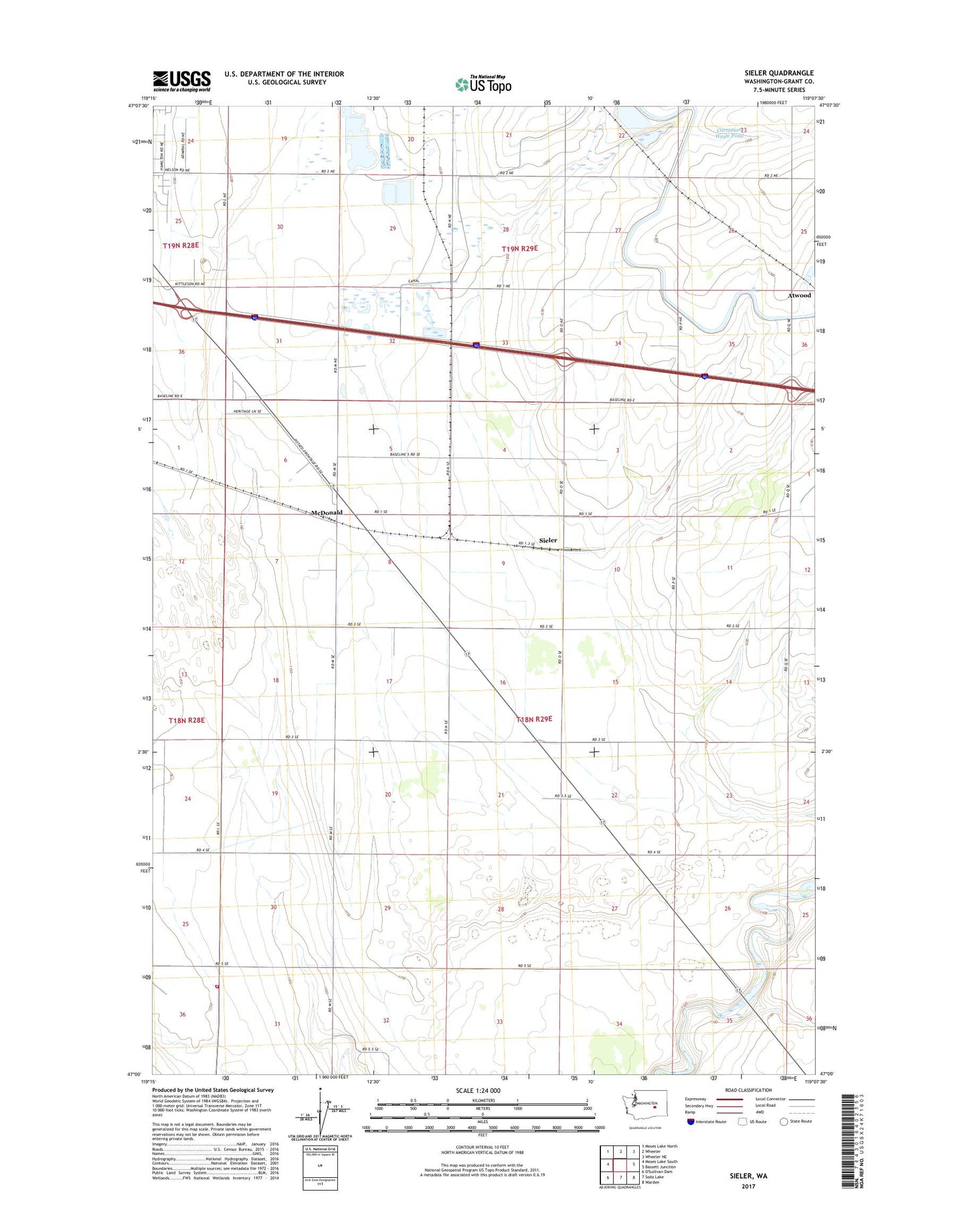 Sieler Washington US Topo Map Image