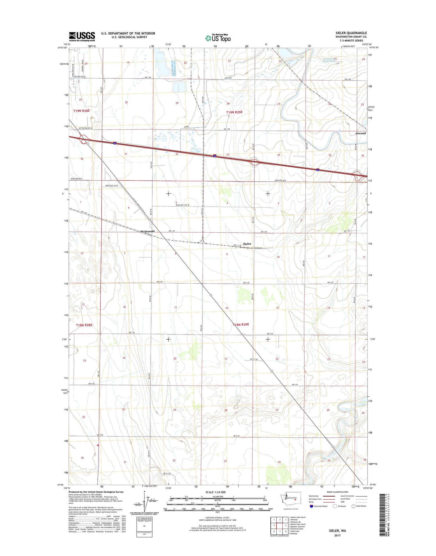 Sieler Washington US Topo Map Image