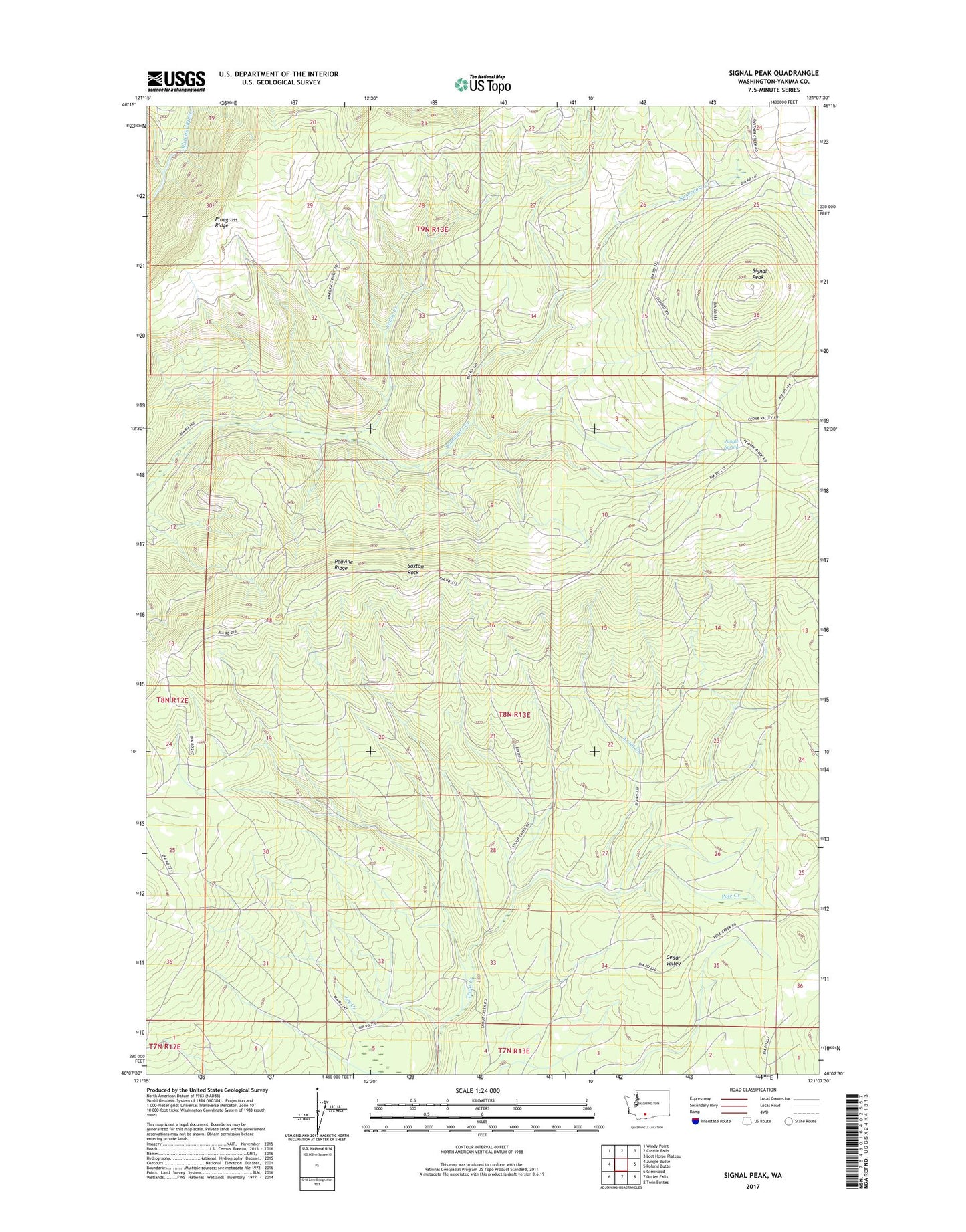 Signal Peak Washington US Topo Map Image