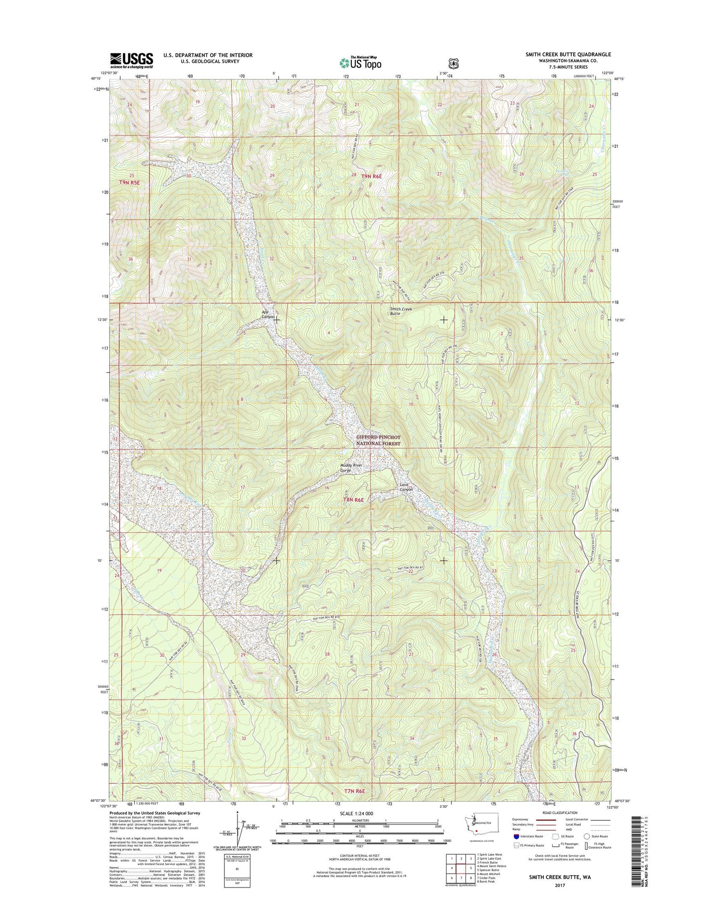 Smith Creek Butte Washington US Topo Map Image