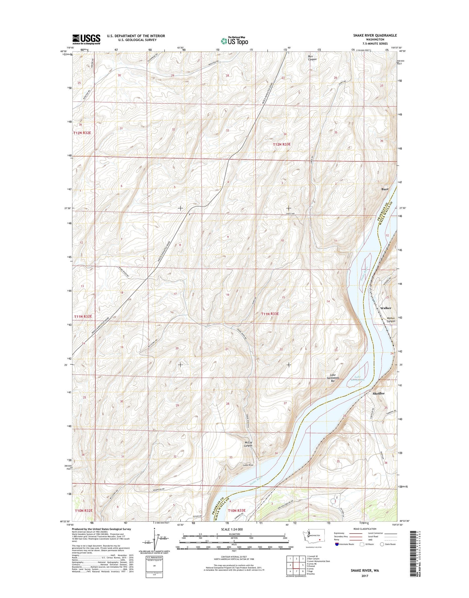Snake River Washington US Topo Map Image