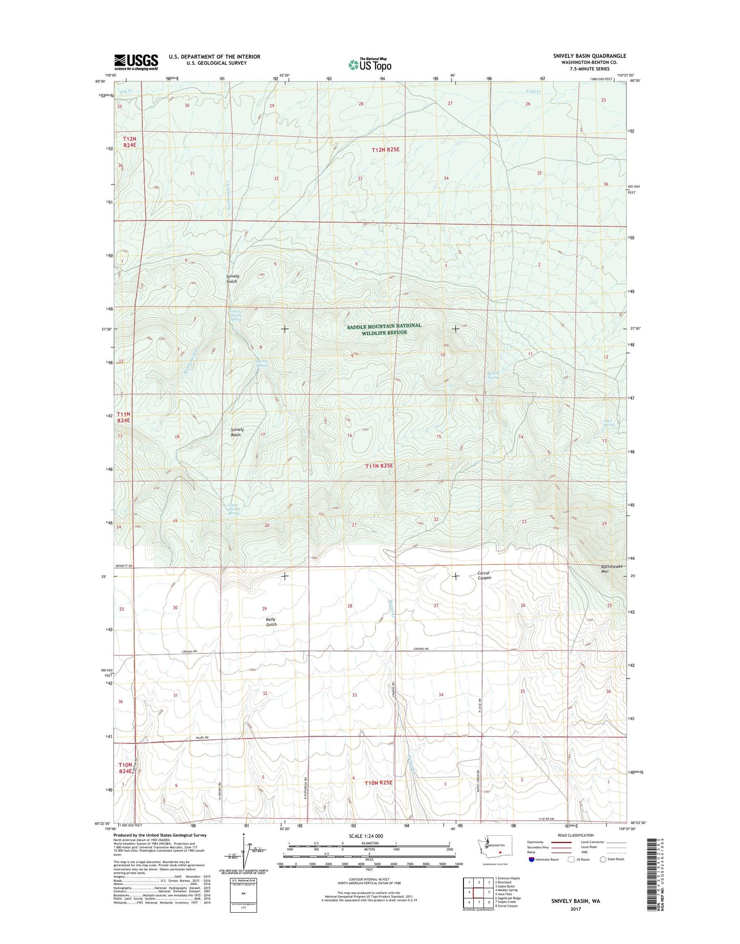 Snively Basin Washington US Topo Map Image