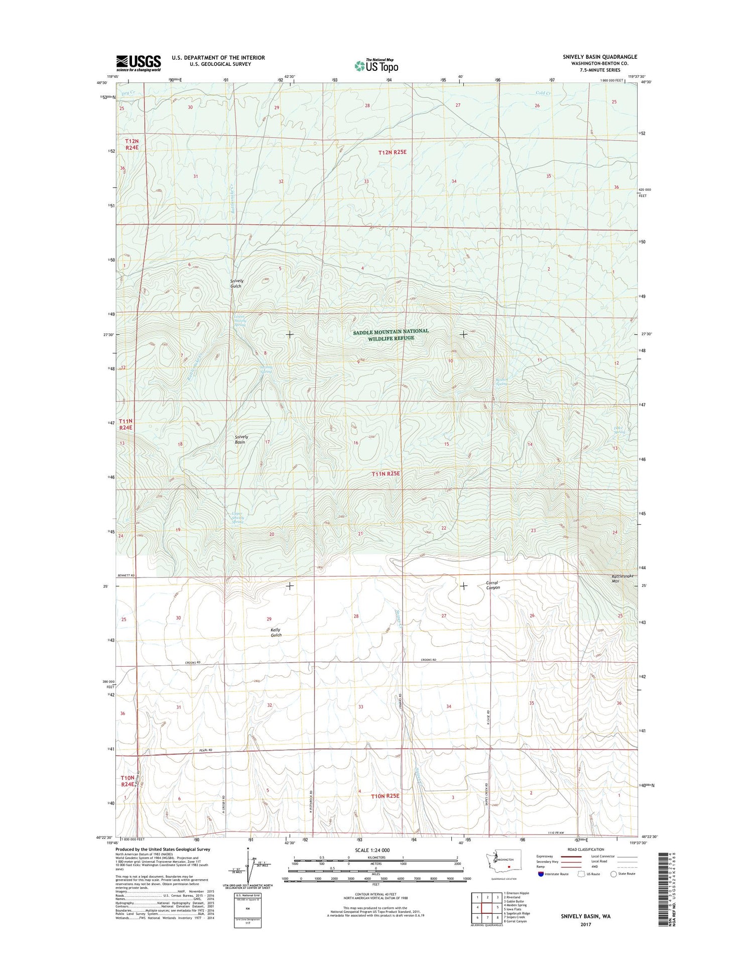 Snively Basin Washington US Topo Map Image