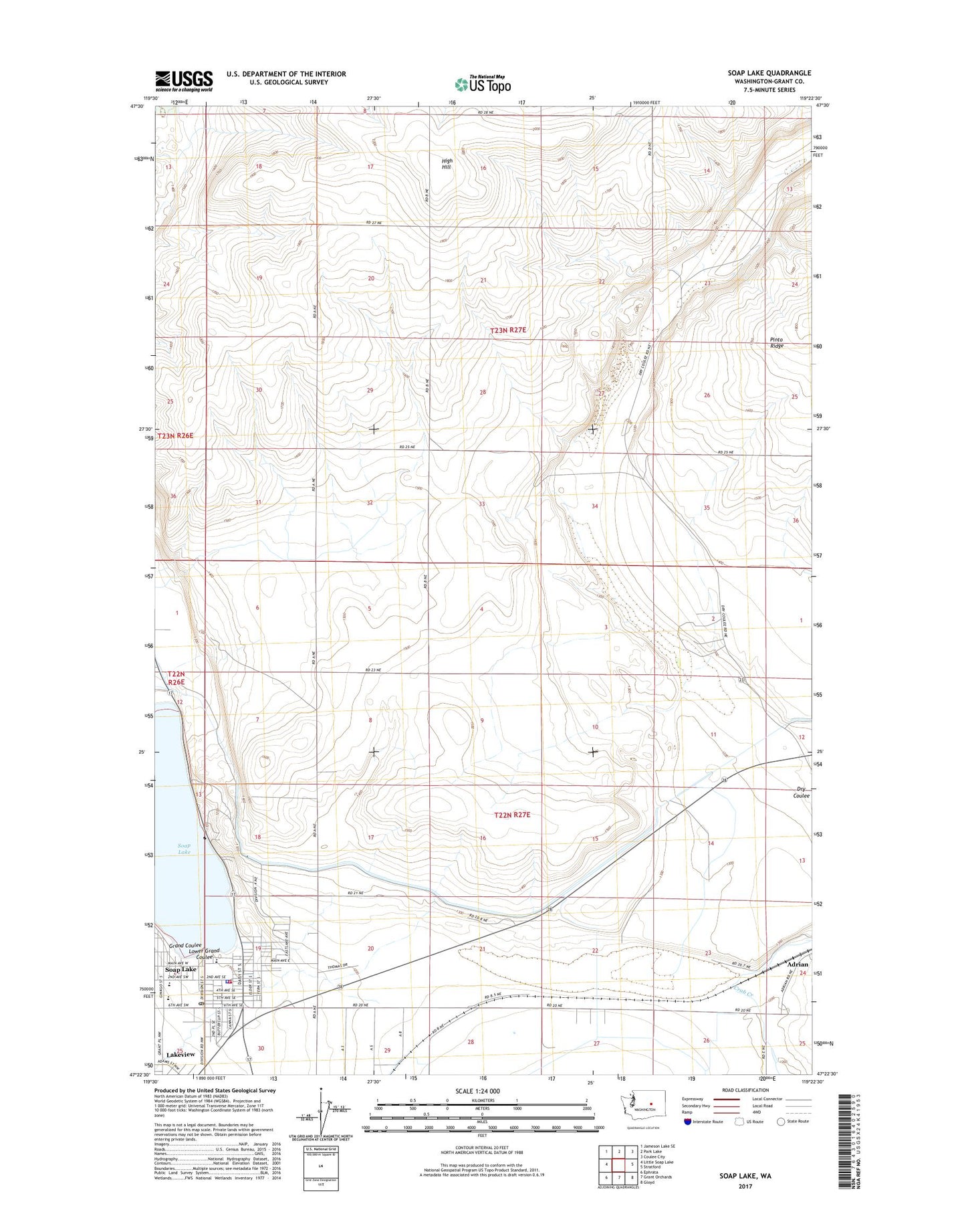 Soap Lake Washington US Topo Map Image