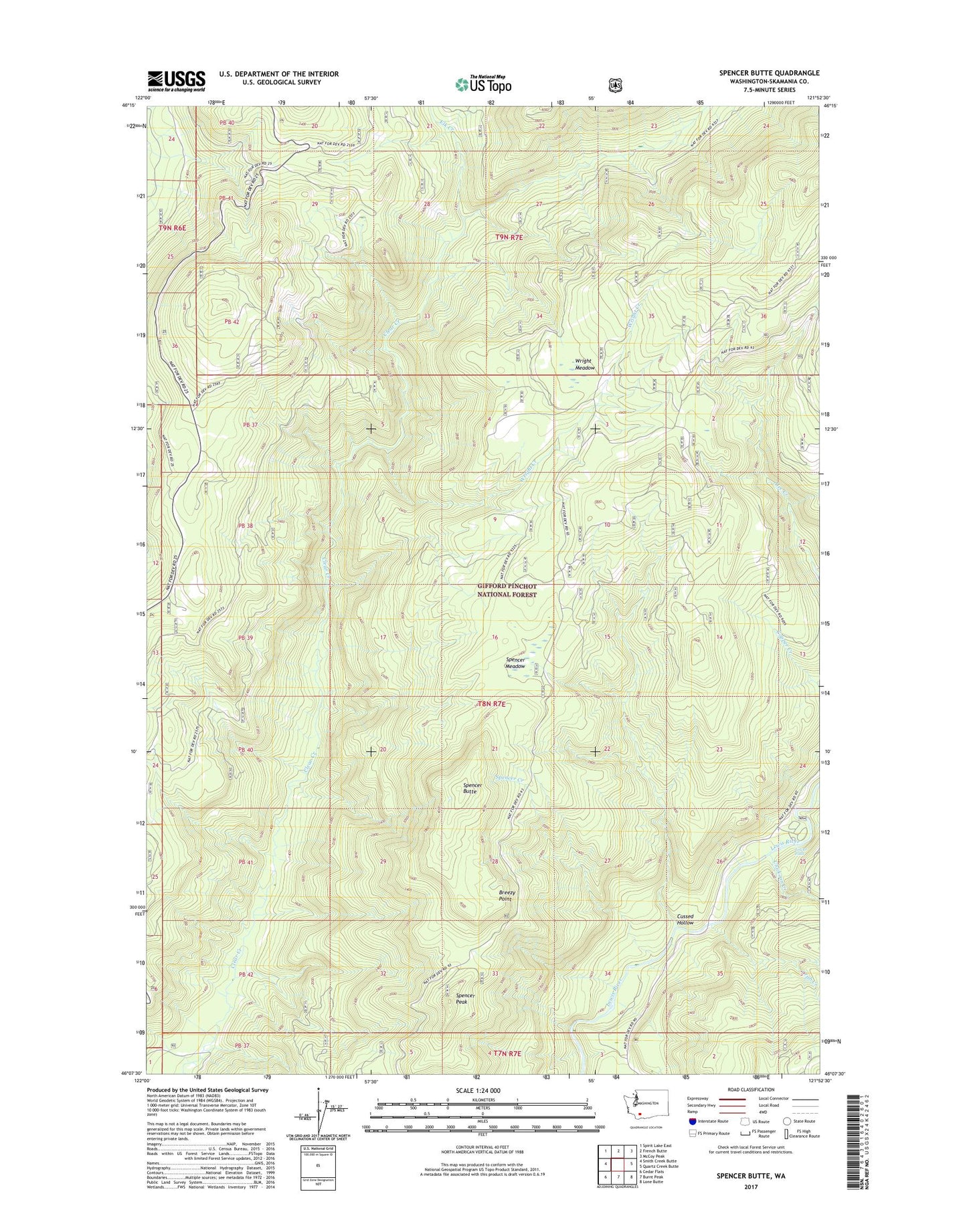 Spencer Butte Washington US Topo Map Image