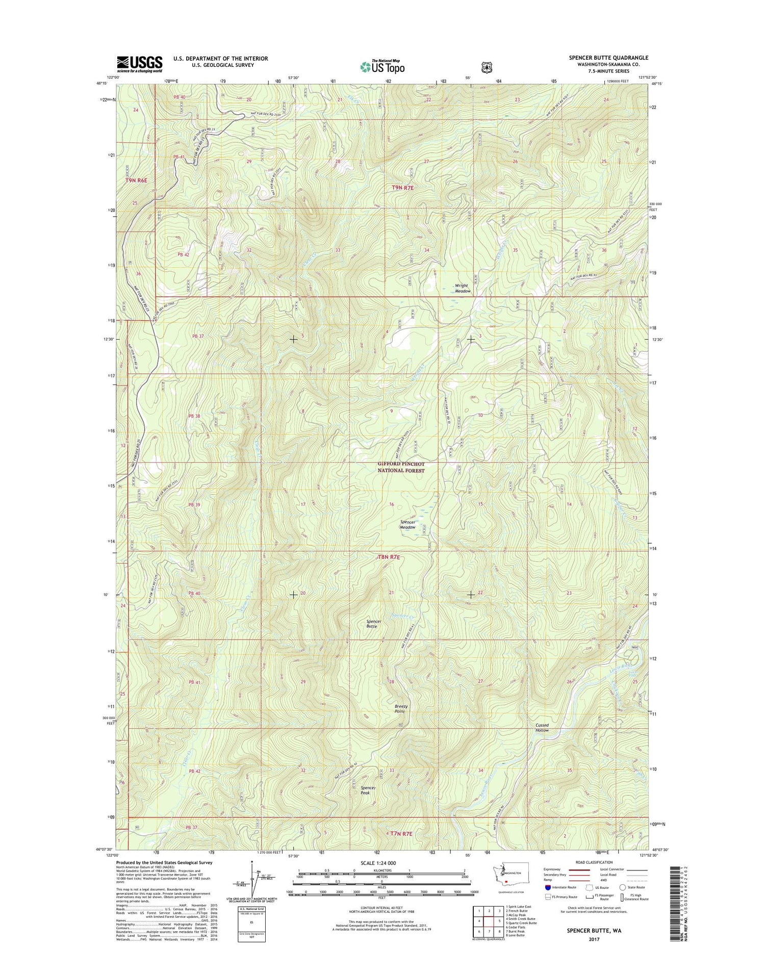 Spencer Butte Washington US Topo Map Image