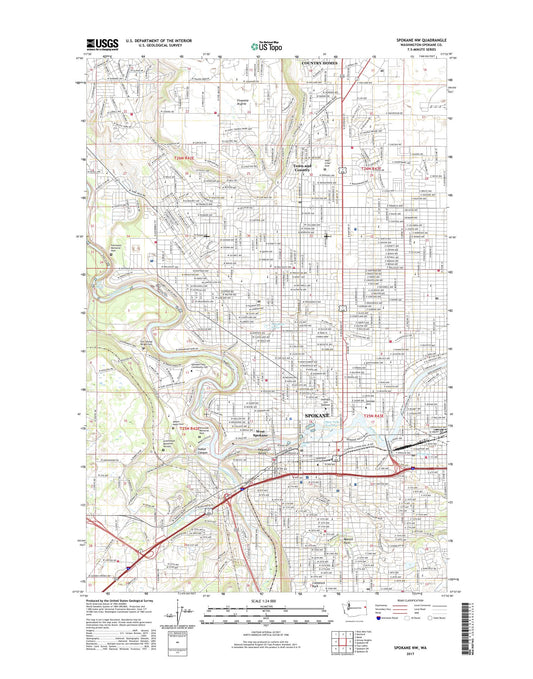 Spokane NW Washington US Topo Map Image