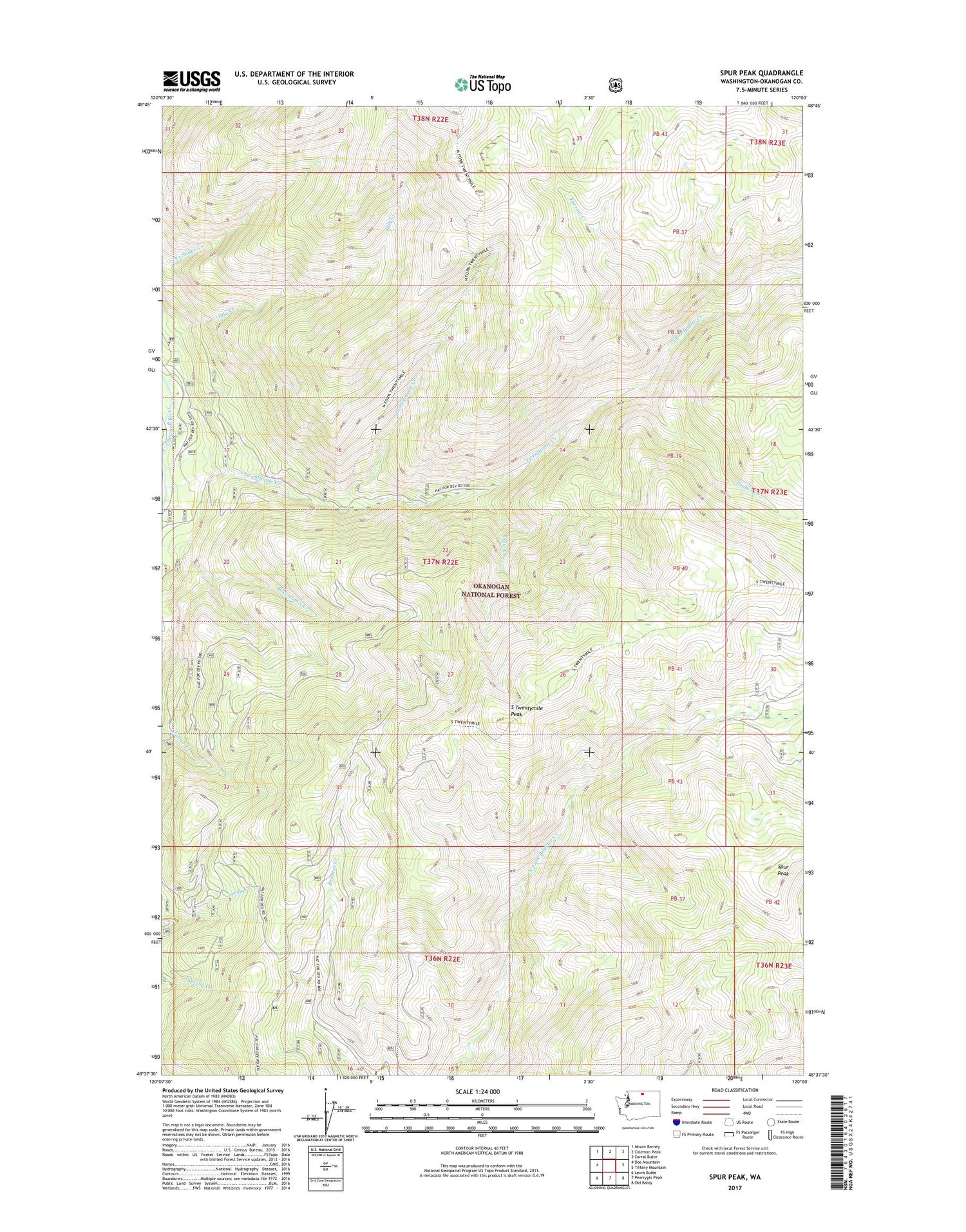 Spur Peak Washington US Topo Map Image