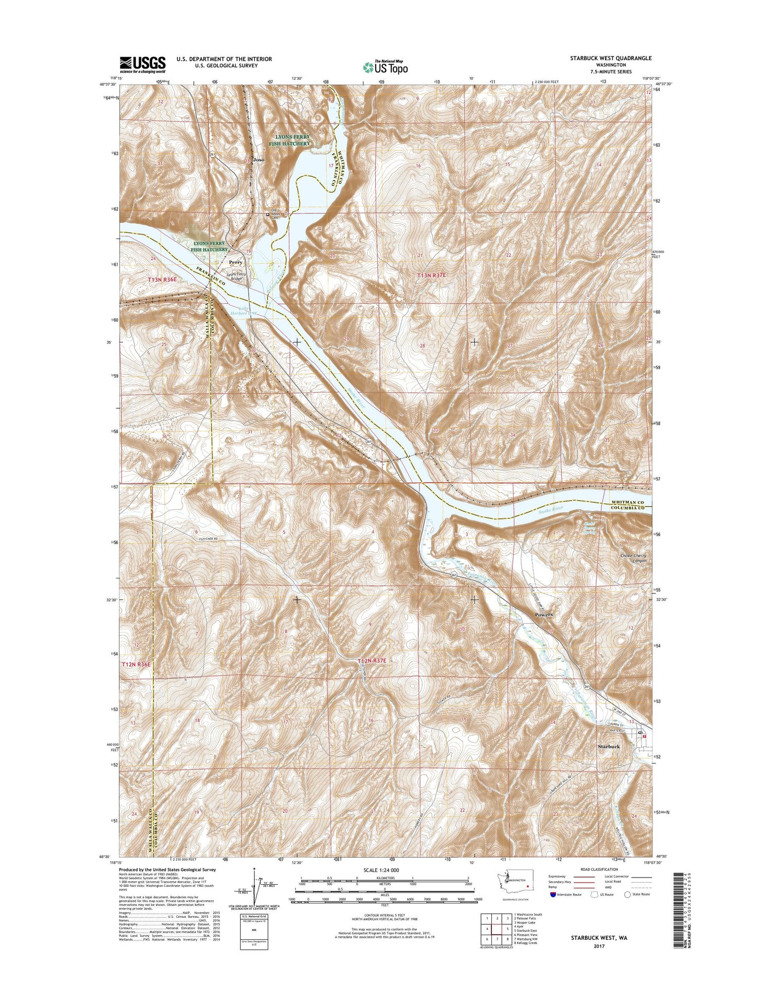 Starbuck West Washington US Topo Map Image