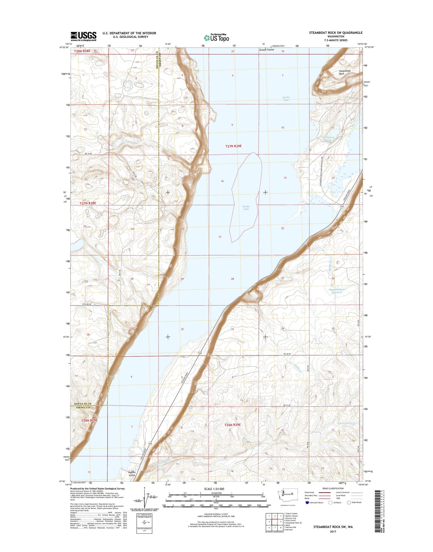 Steamboat Rock SW Washington US Topo Map Image