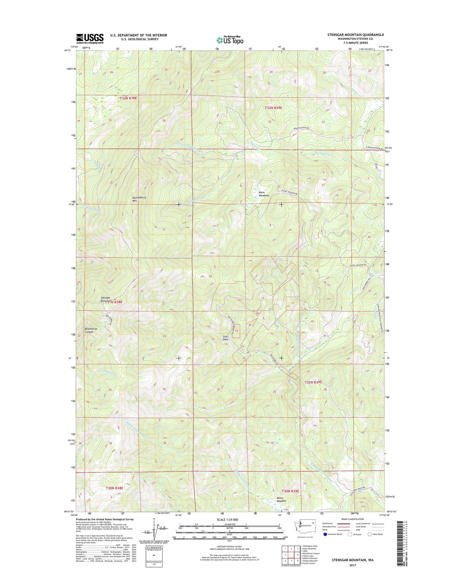 Stensgar Mountain Washington US Topo Map Image