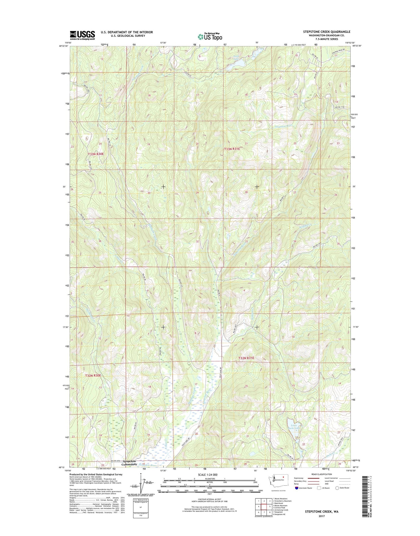 Stepstone Creek Washington US Topo Map Image