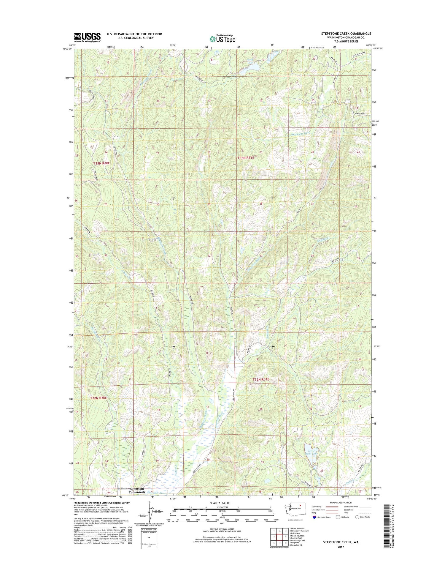 Stepstone Creek Washington US Topo Map Image