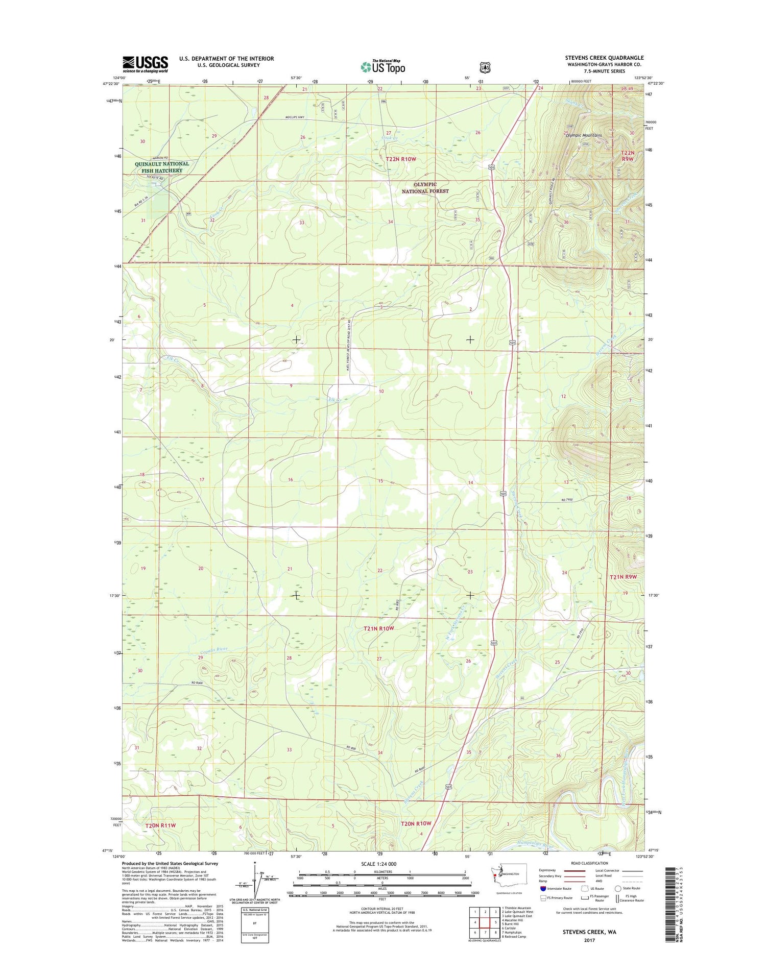 Stevens Creek Washington US Topo Map Image