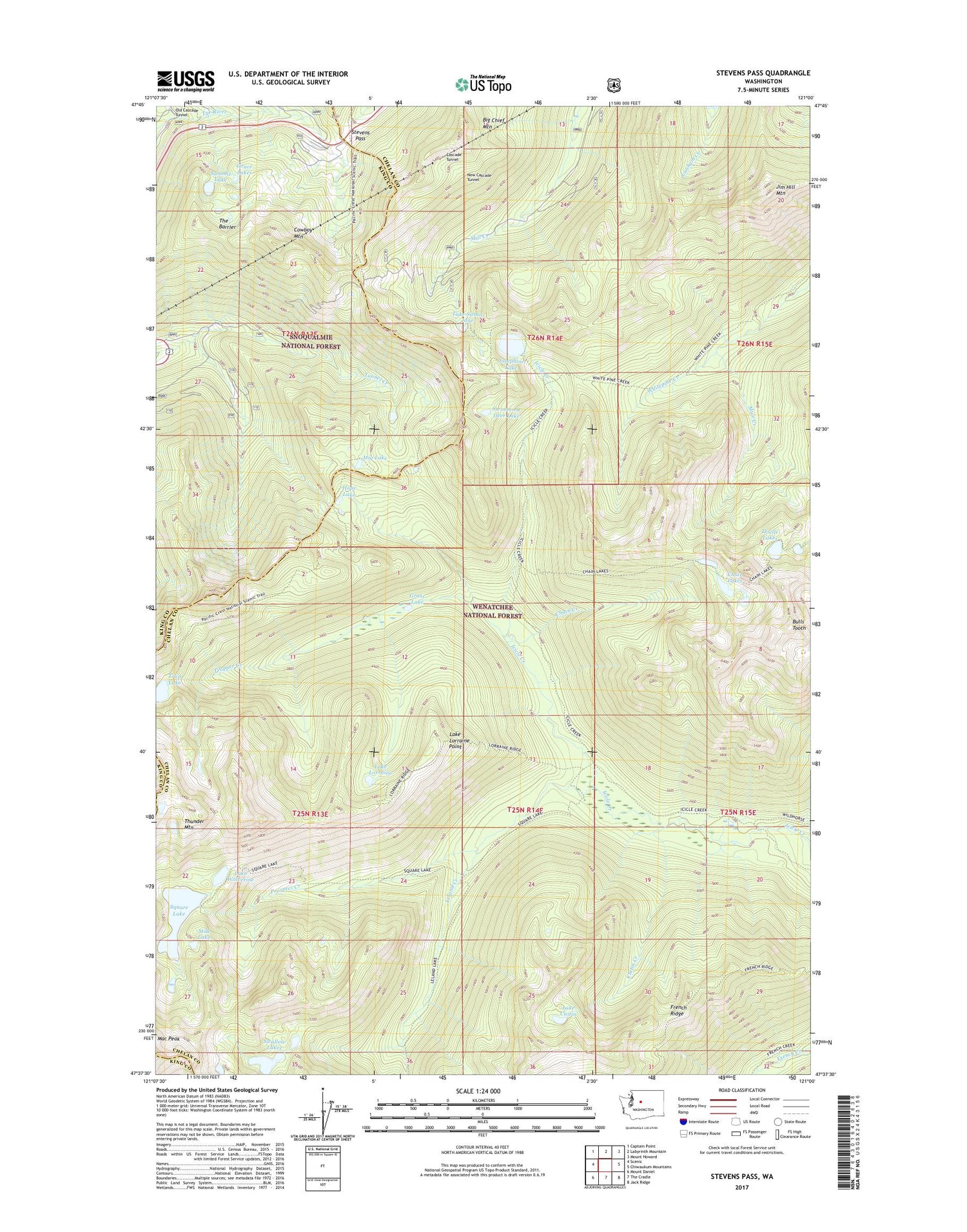 Stevens Pass Washington US Topo Map Image