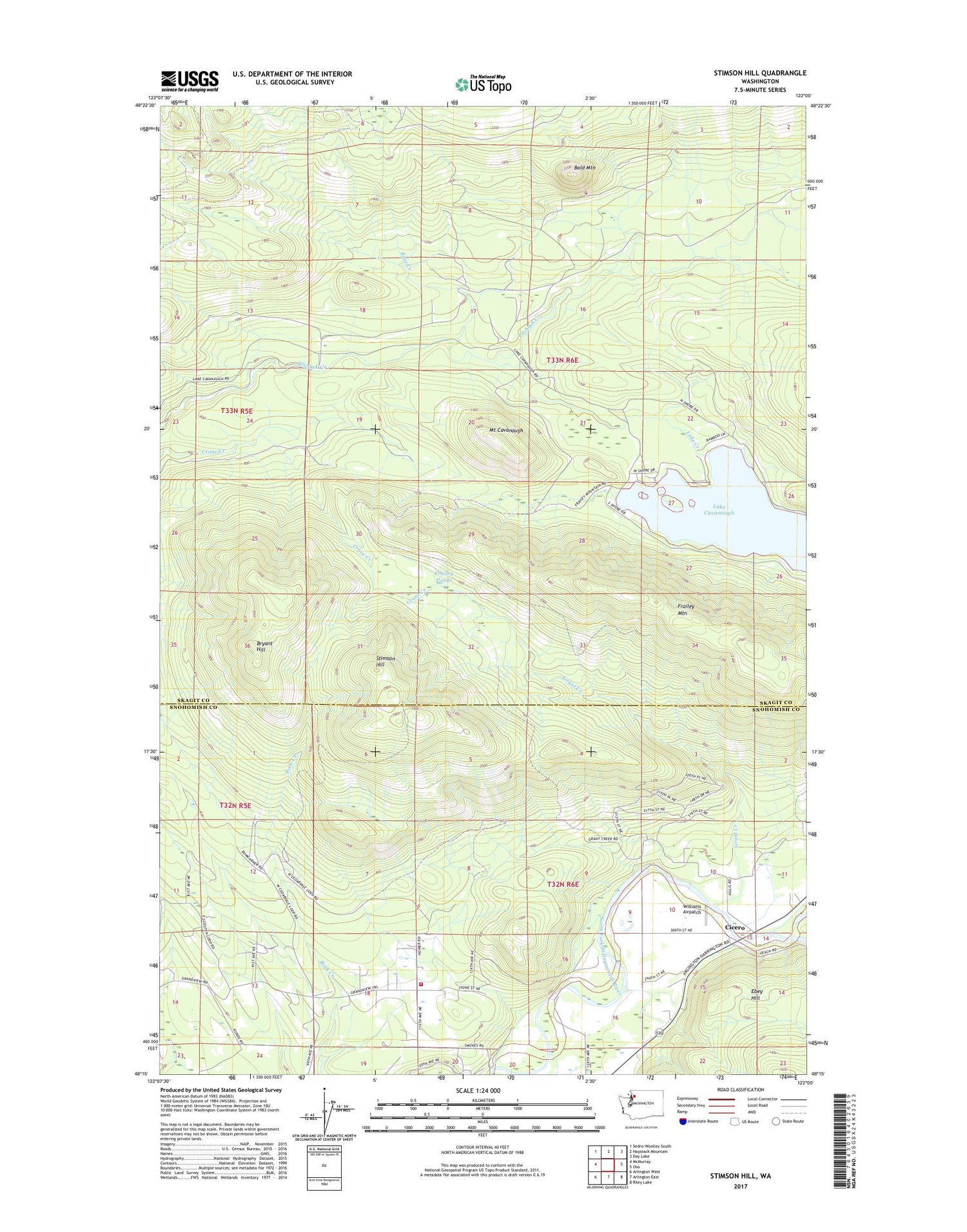 Stimson Hill Washington US Topo Map Image