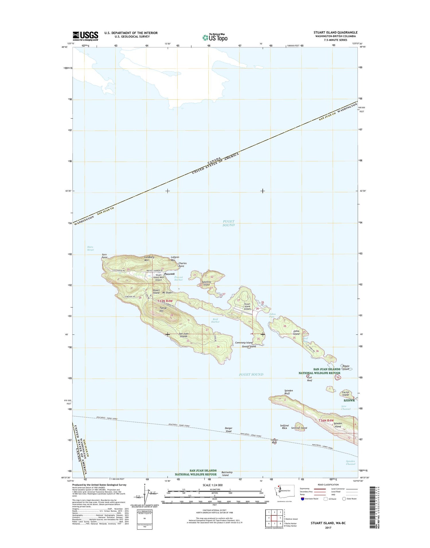 Stuart Island Washington US Topo Map Image