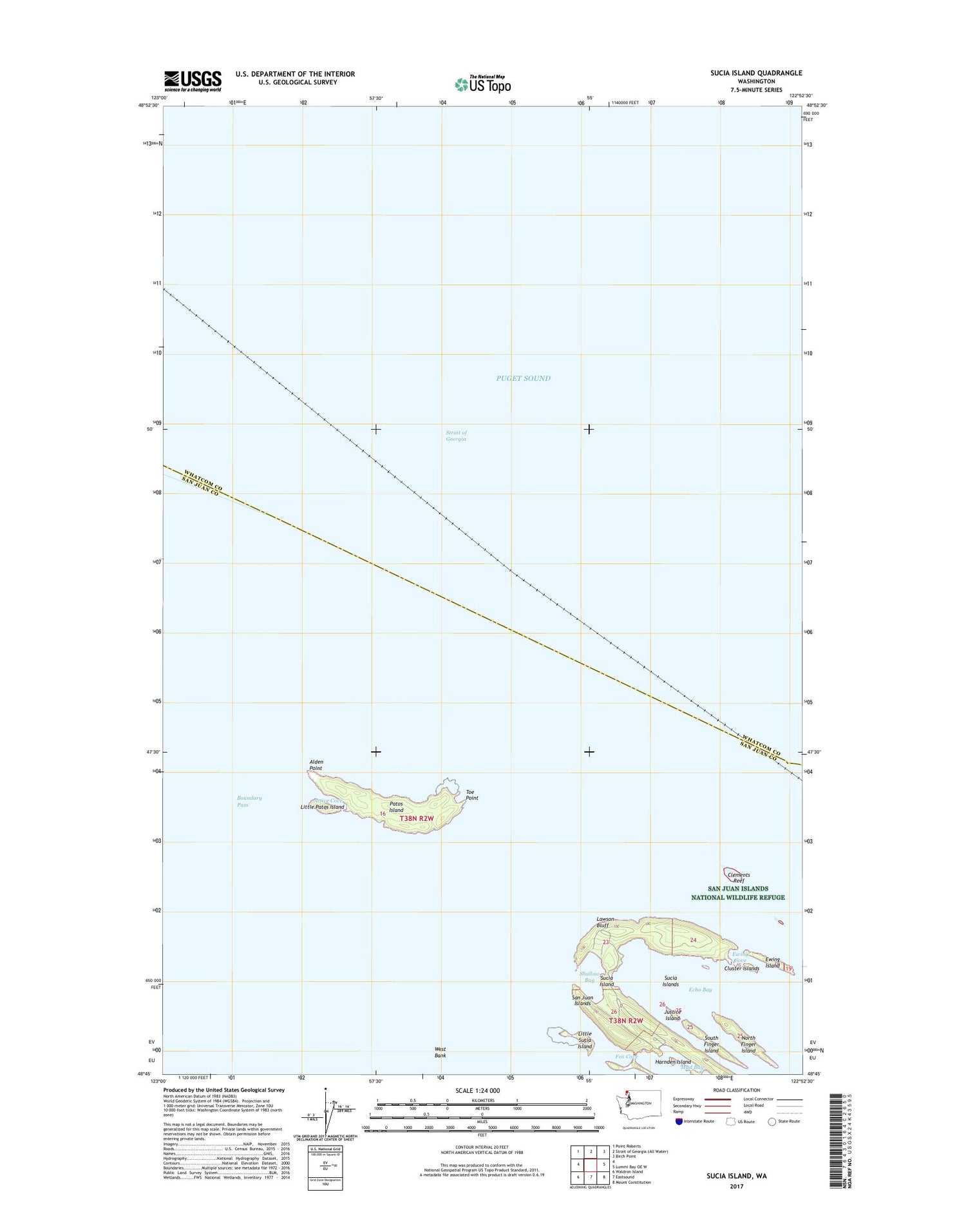 Sucia Island Washington US Topo Map Image