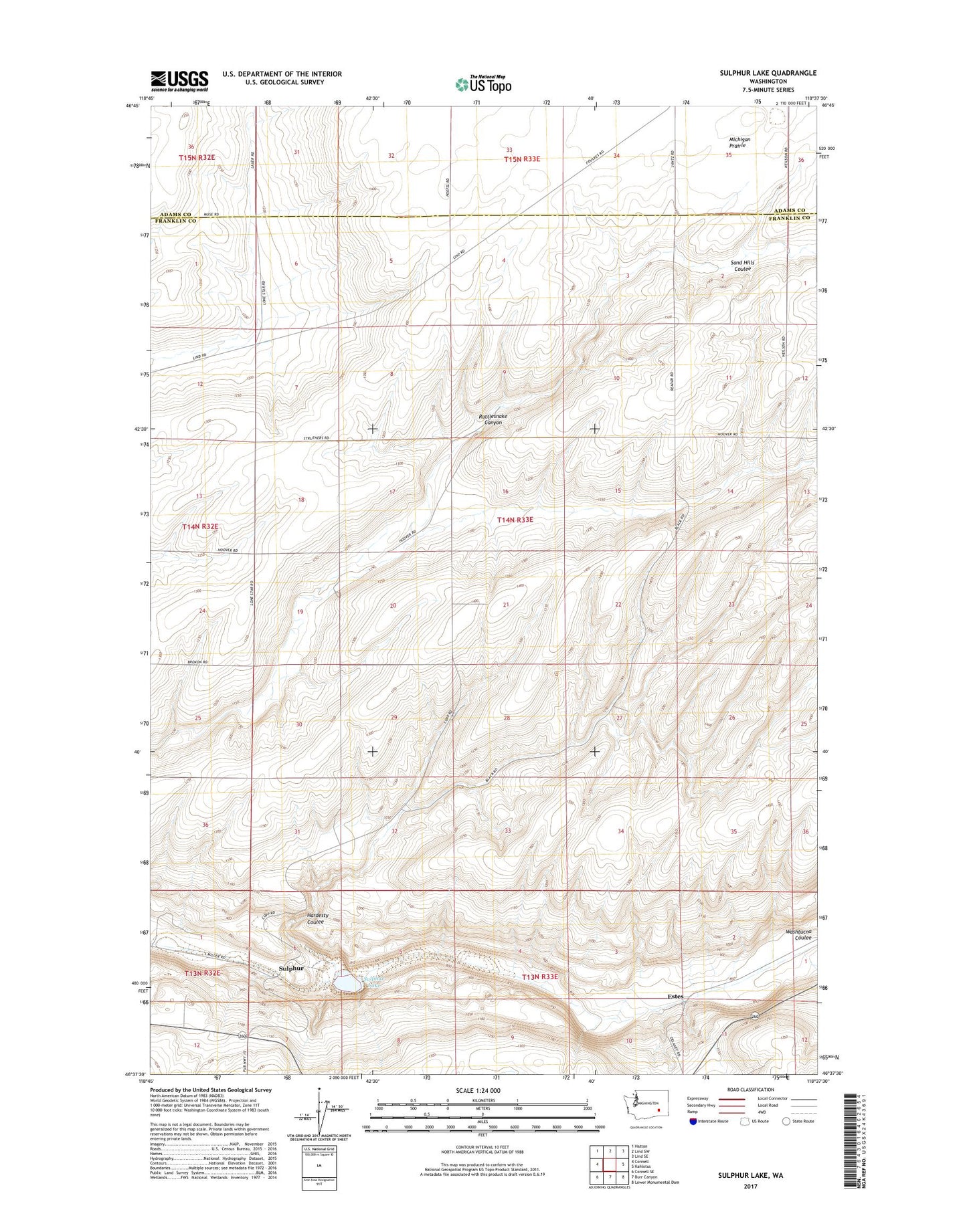 Sulphur Lake Washington US Topo Map Image