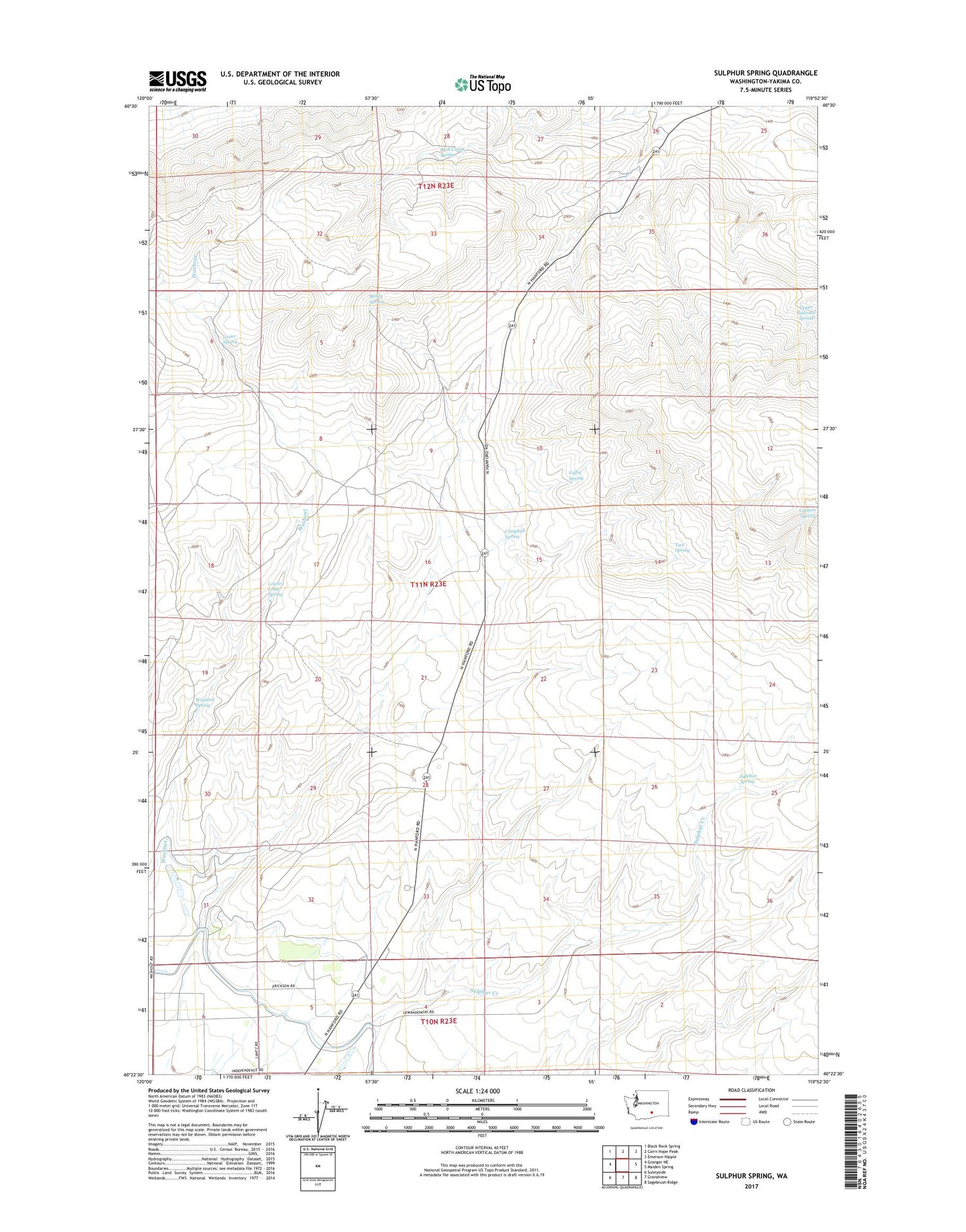 Sulphur Spring Washington US Topo Map Image