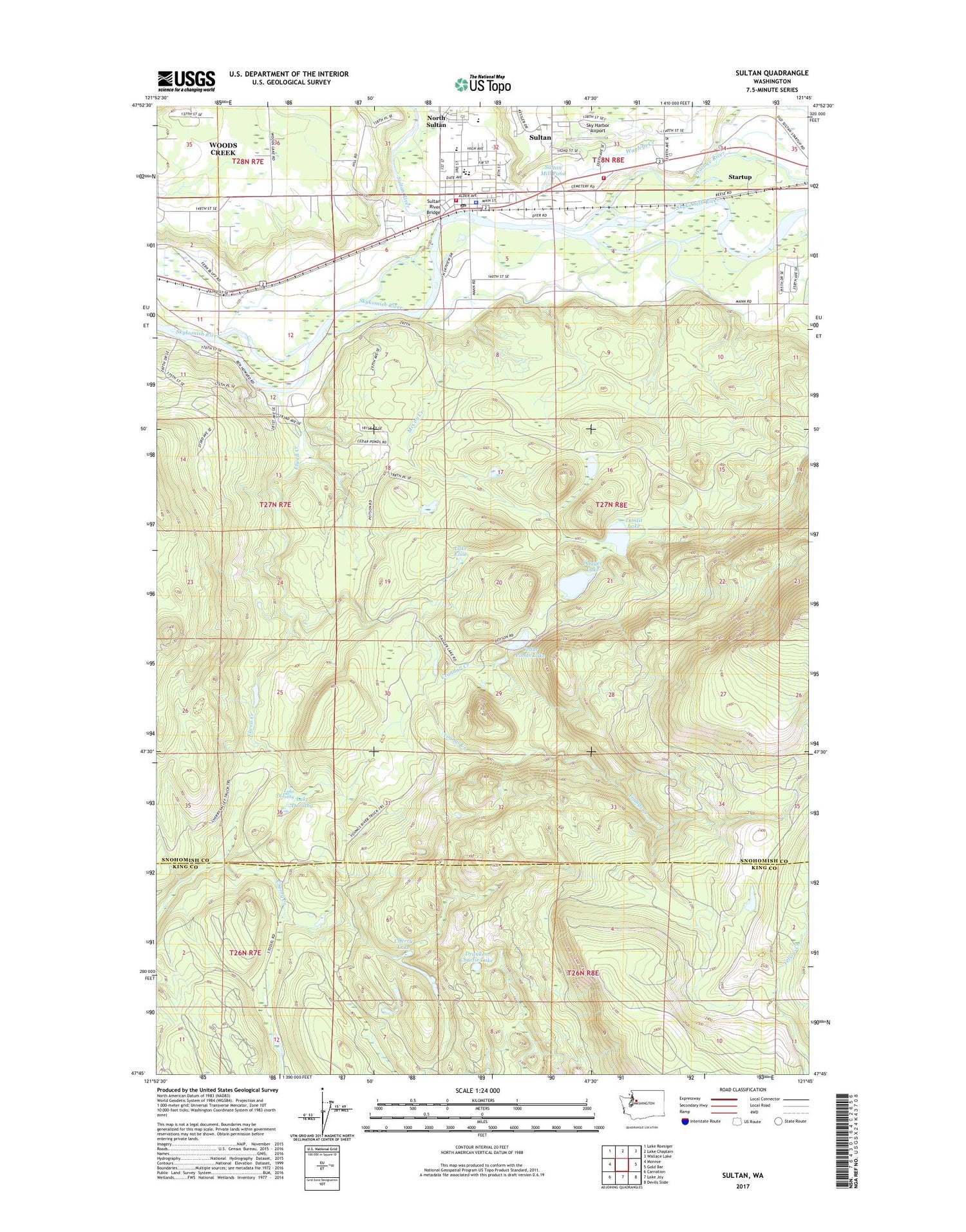 Sultan Washington US Topo Map Image