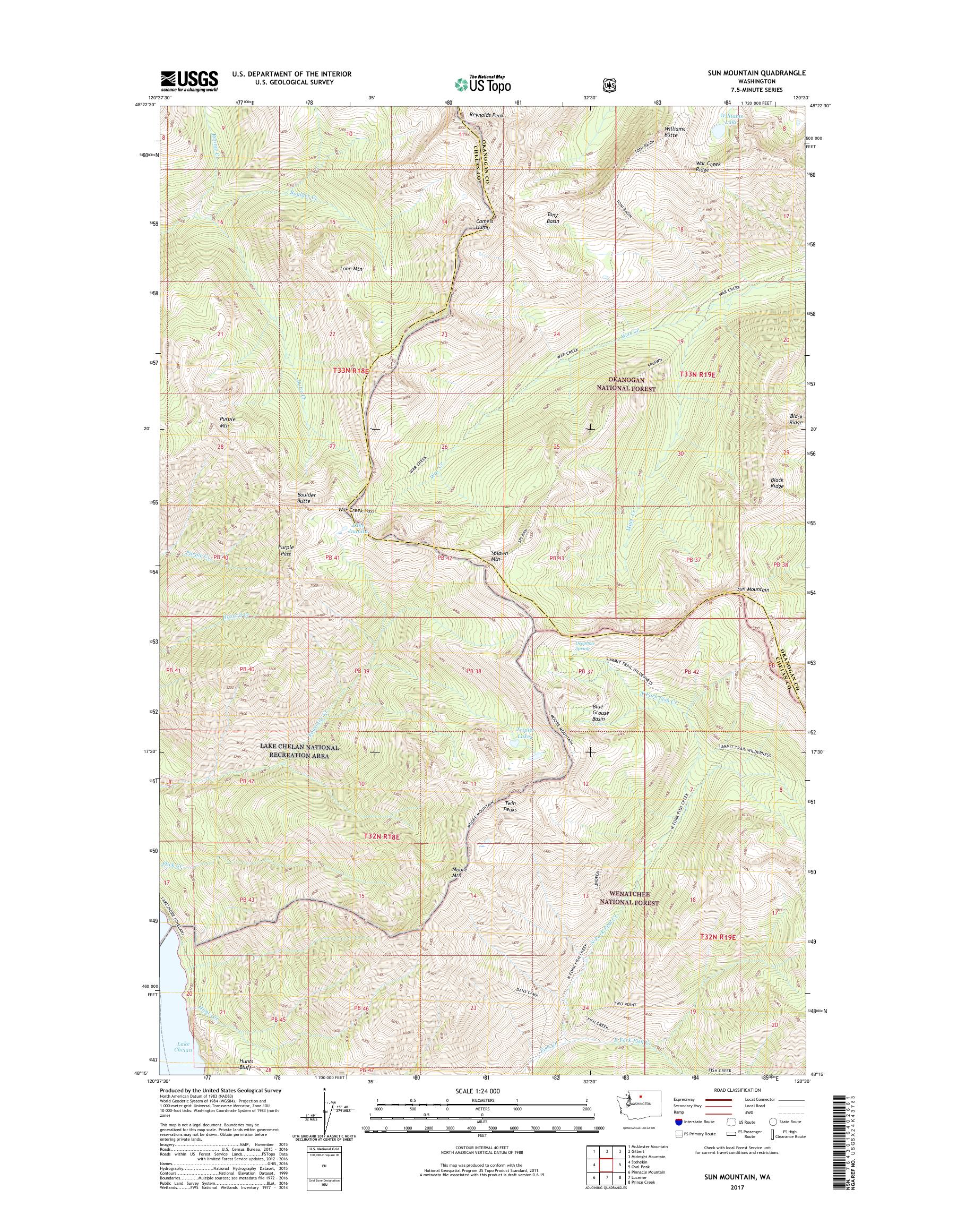 Sun Mountain Washington US Topo Map – MyTopo Map Store