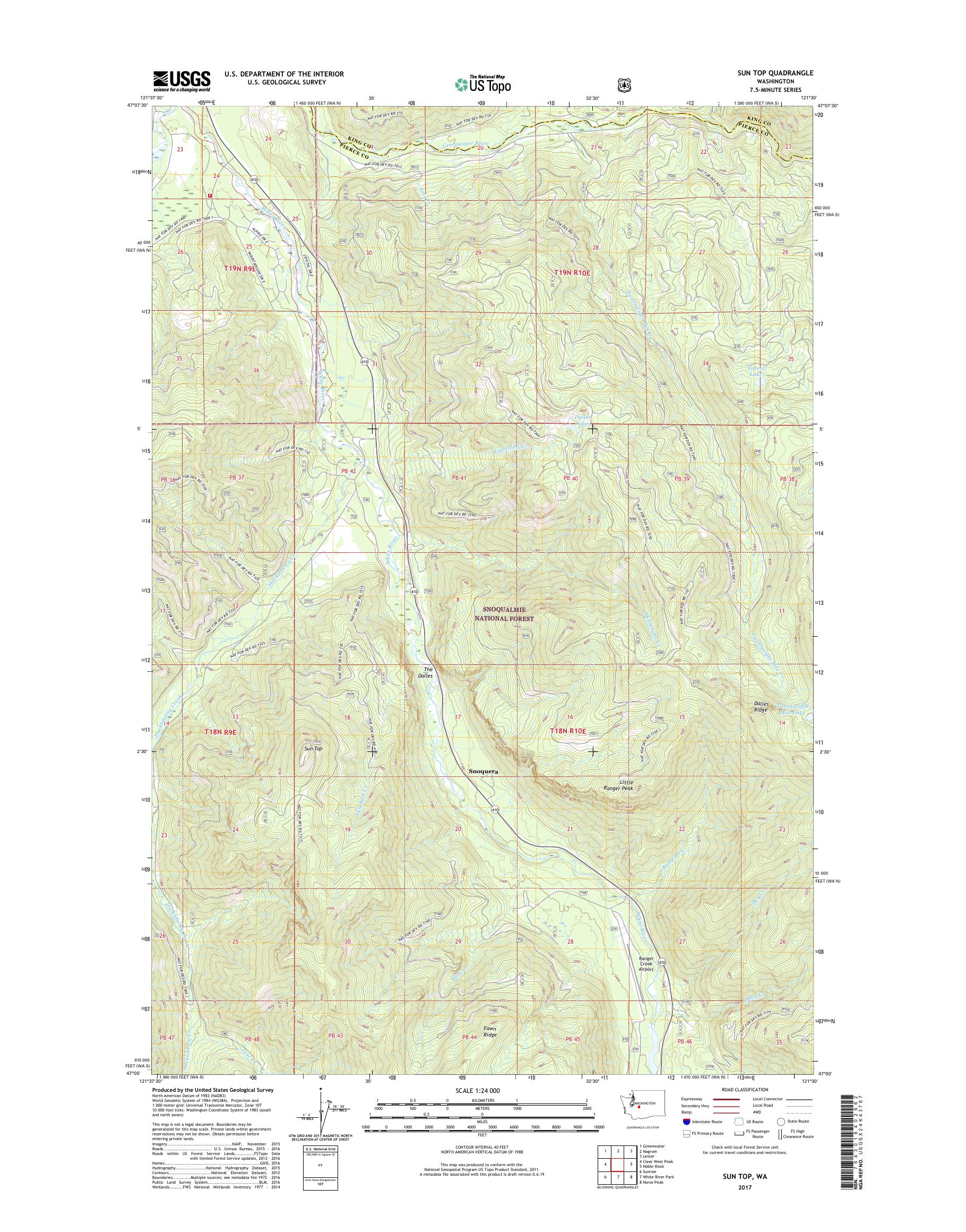 Sun Top Washington US Topo Map – MyTopo Map Store