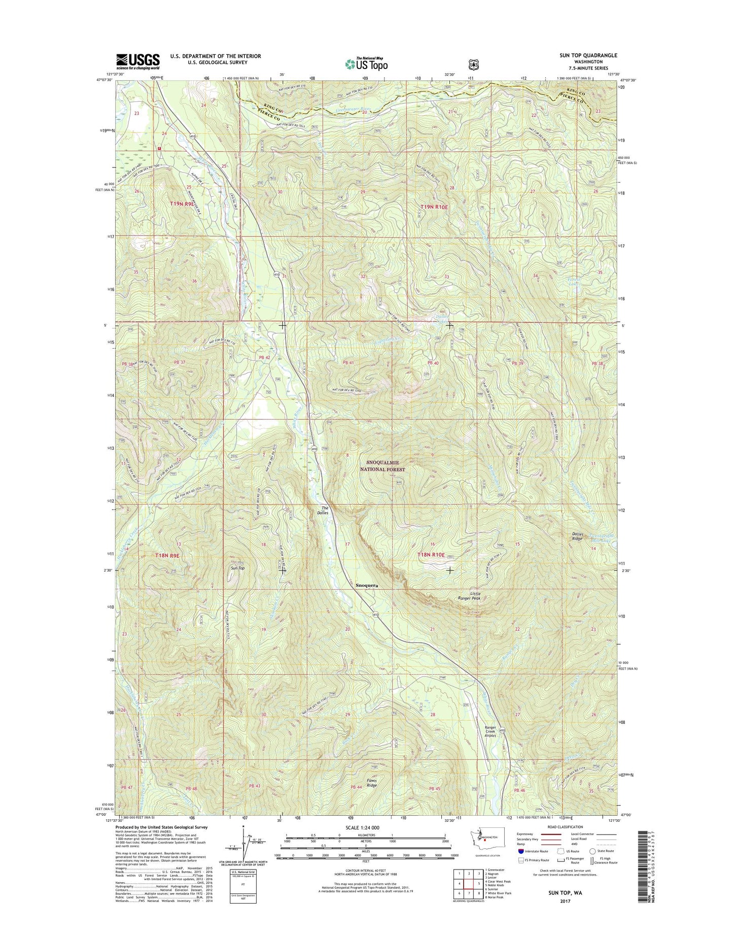 Sun Top Washington US Topo Map Image