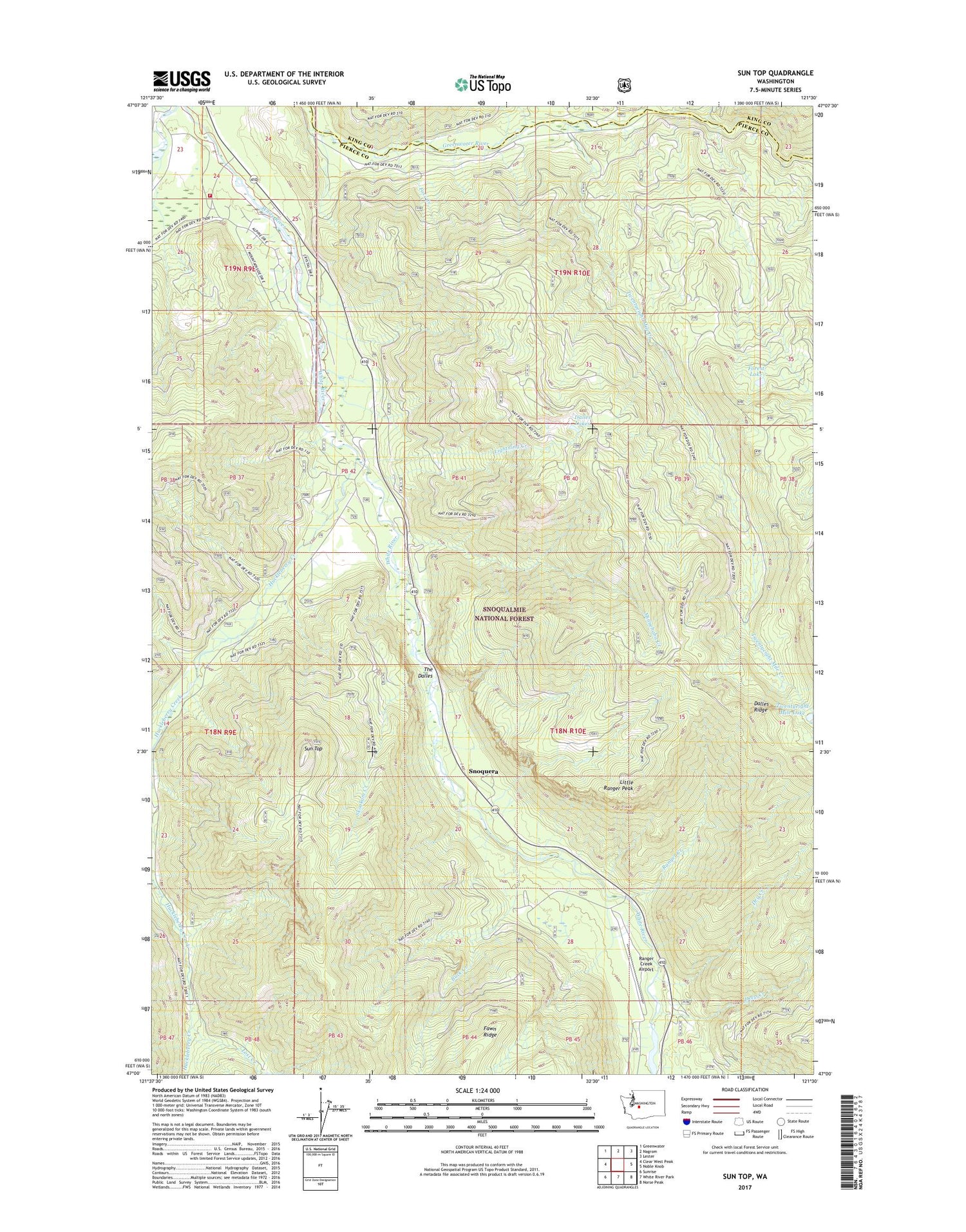 Sun Top Washington US Topo Map Image